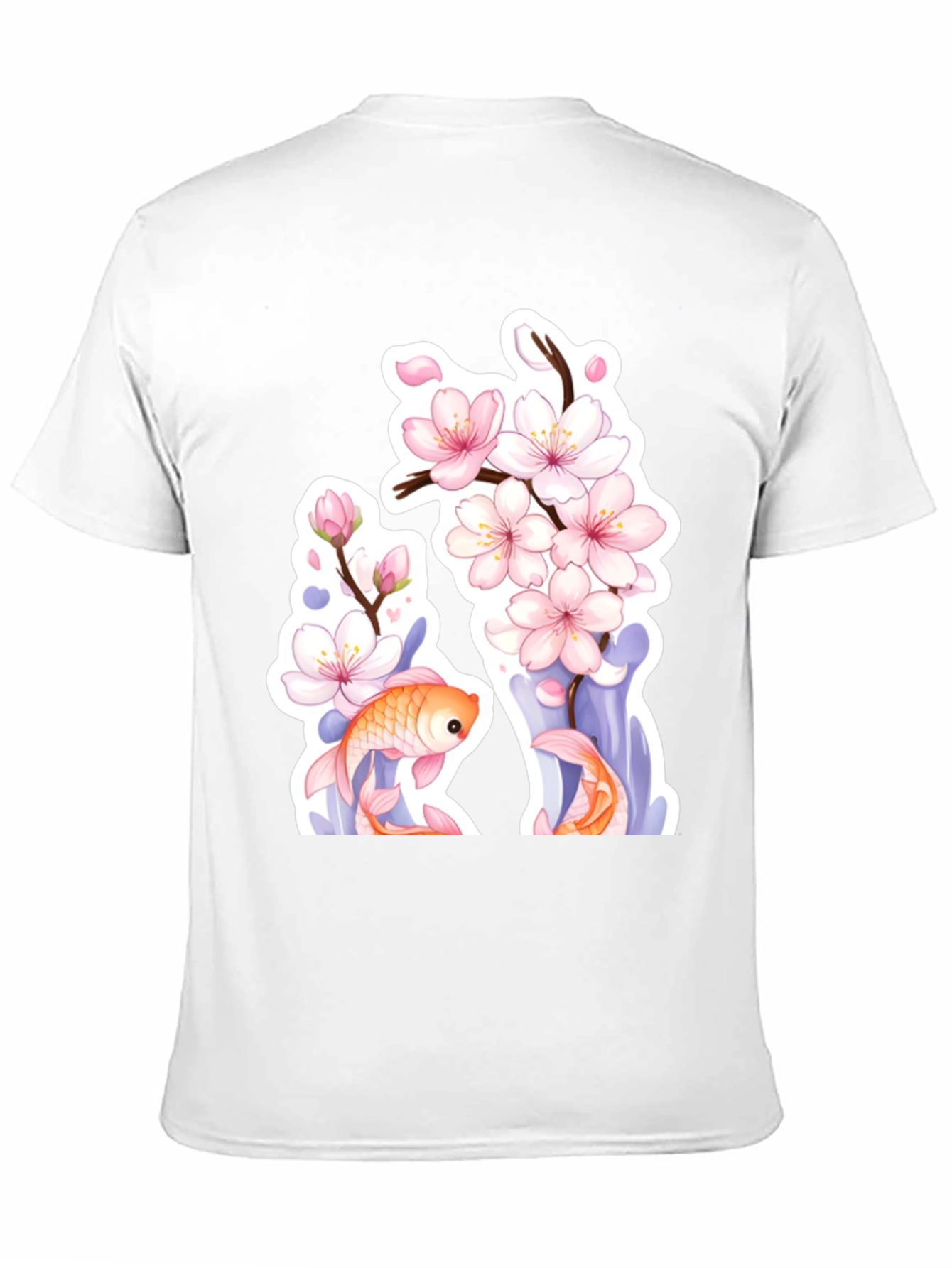 Black Cherry Blossom Koi Fish Graphic Tee view 11