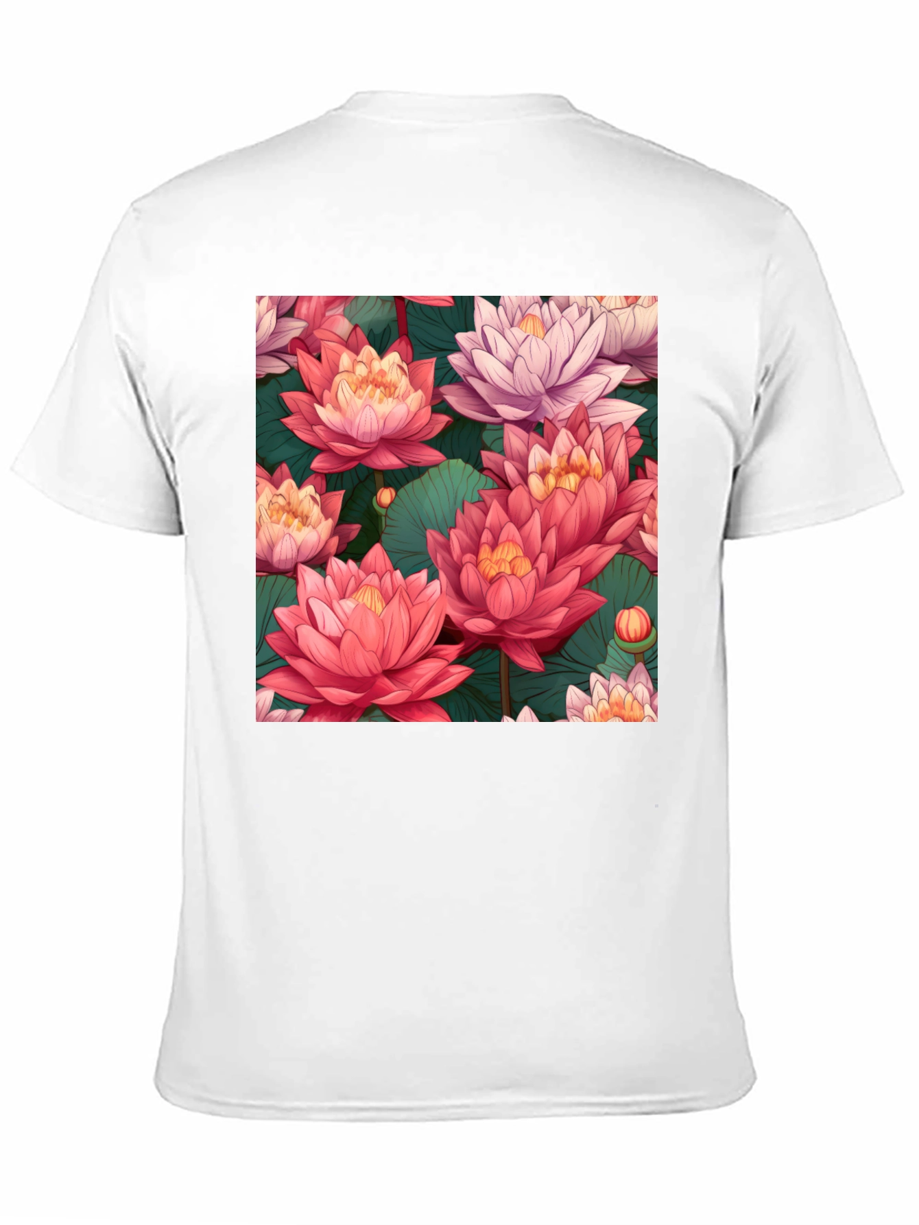 Black Lotus Floral Print Black T-Shirt view 11