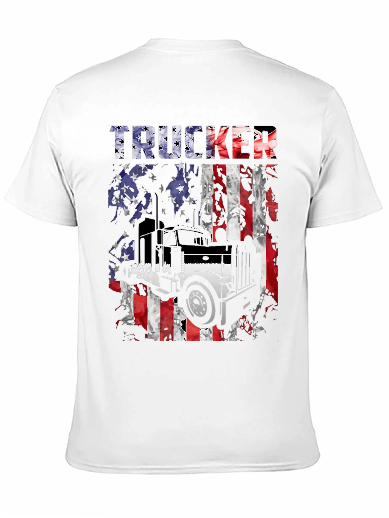 Black Trucker American Flag Graphic T-Shirt view 11