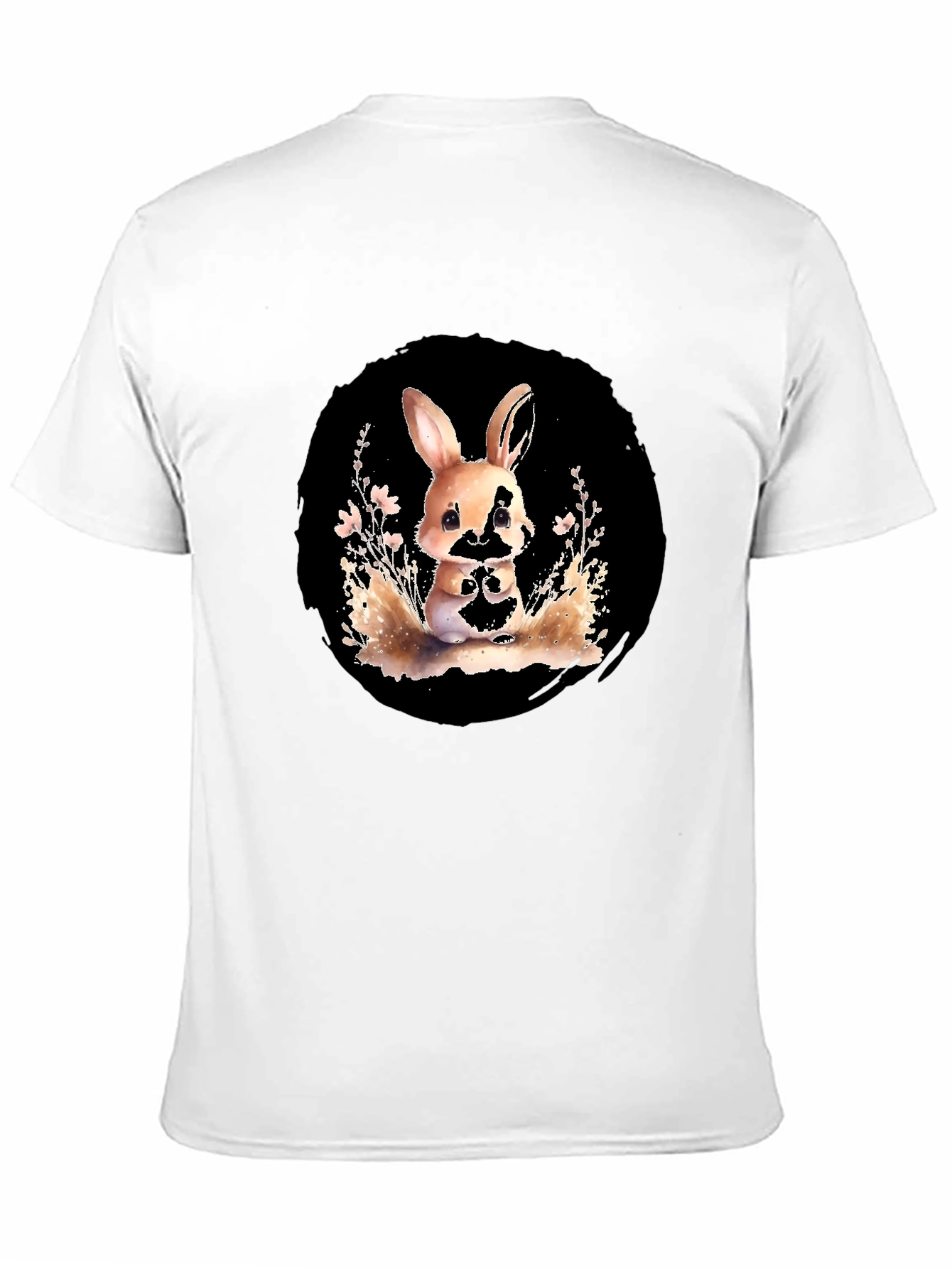 Black Cute Rabbit Graphic Tee - Stylish Black Cotton Blend Shirt view 11