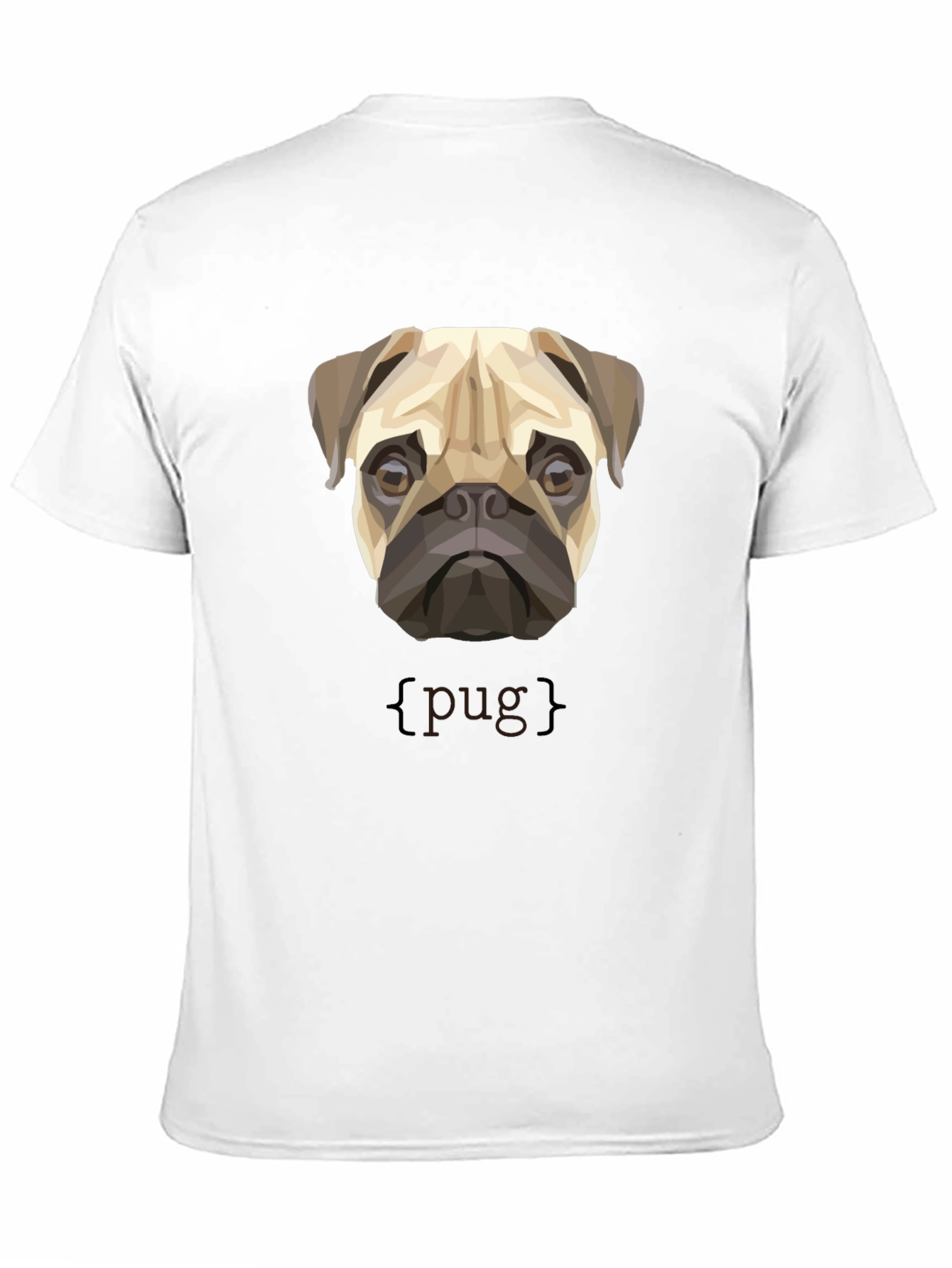 Black Geometric Pug Dog Graphic Print T-Shirt view 11