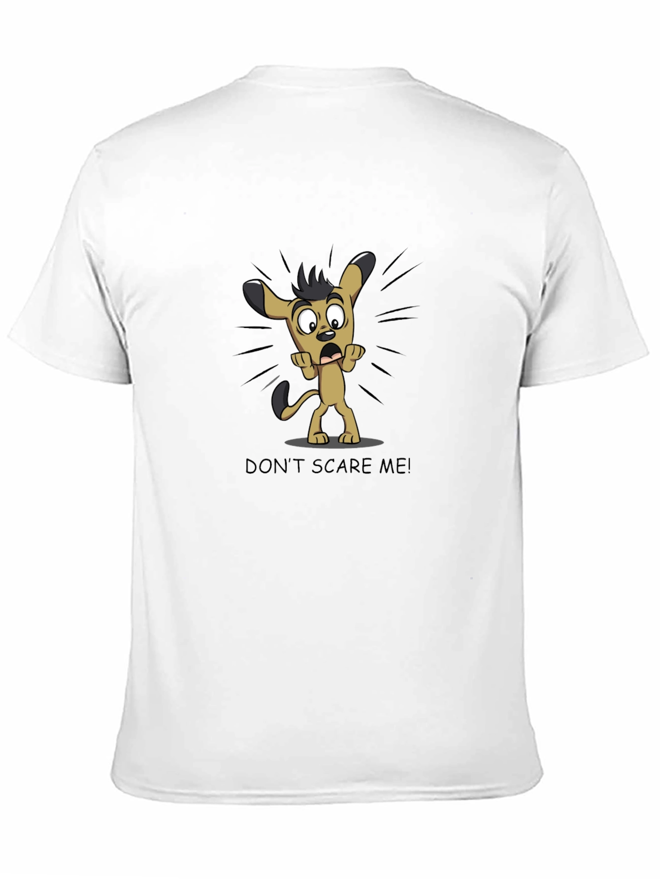 Black Cartoon Dog Graphic Tee - "Don't Scare Me!" Black T-Shirt view 11