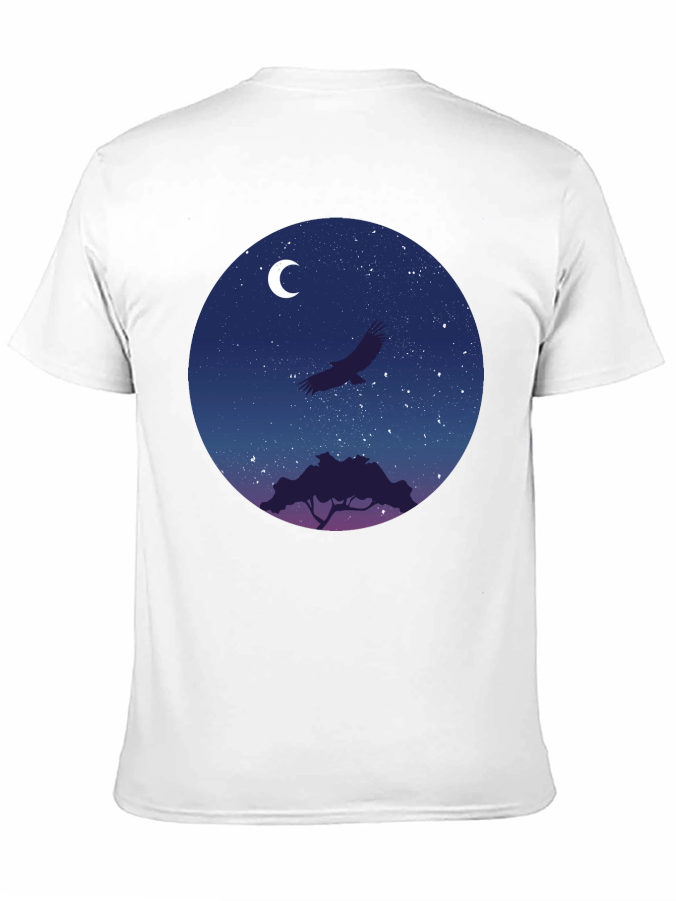 Black Night Sky Eagle Graphic Tee - Black Cotton Blend view 11