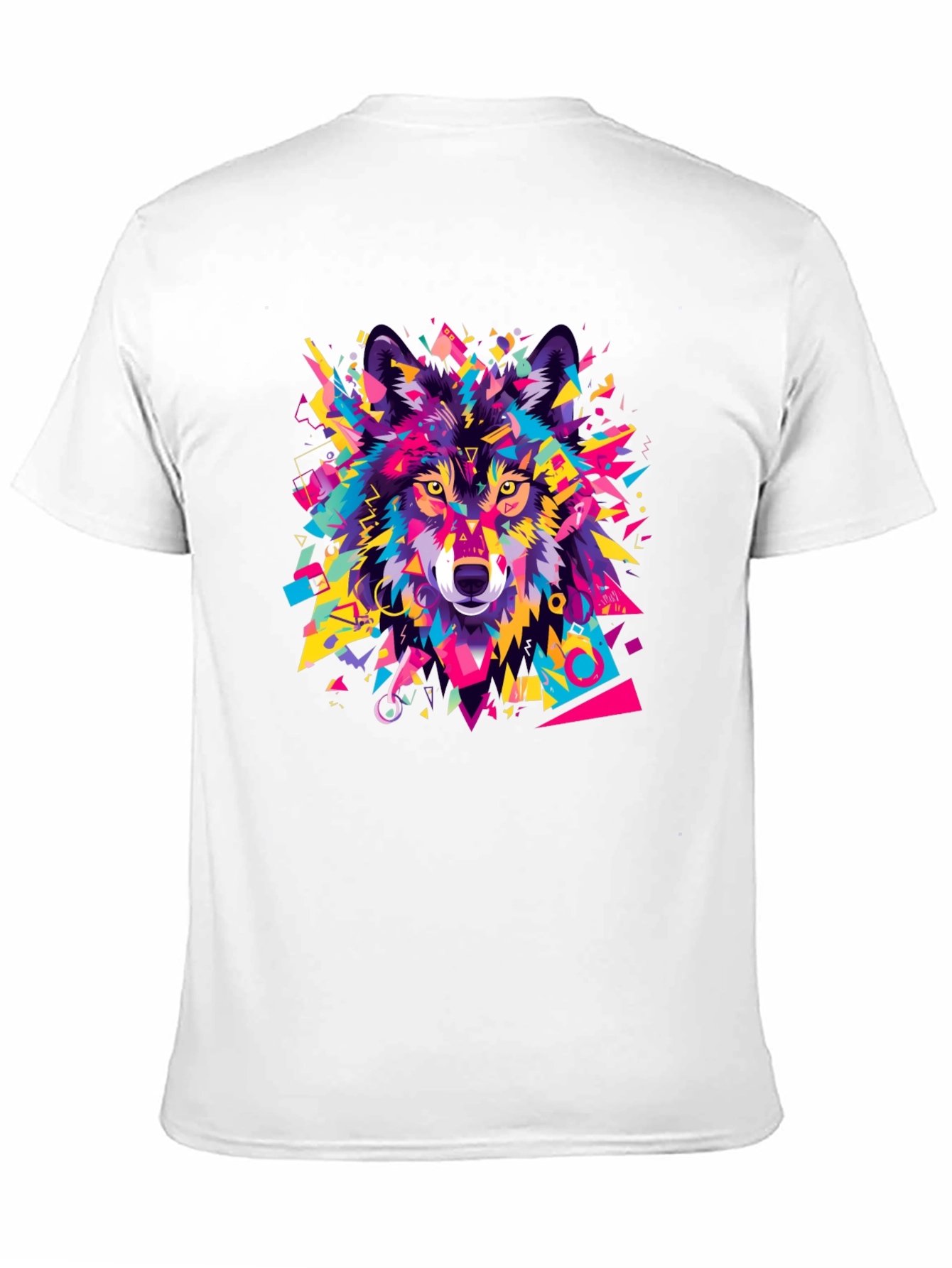 Black Geometric Wolf Graphic Black T-Shirt view 11