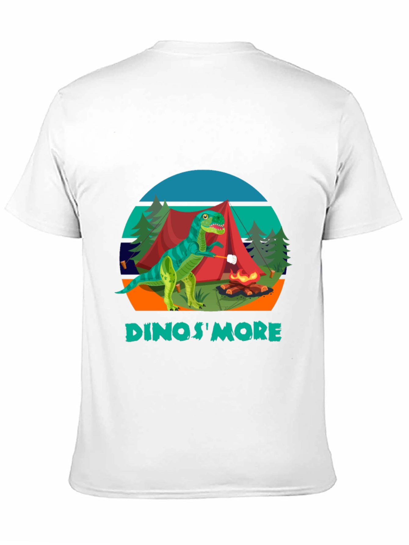 Black Dinos'More Black T-Shirt - Camping Dinosaur view 11
