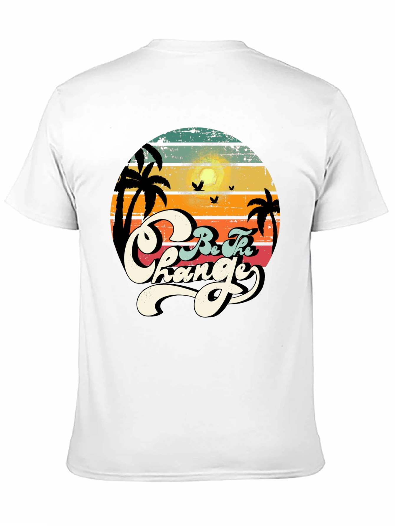 Black Retro Sunset 'Be The Change' Graphic T-Shirt view 11