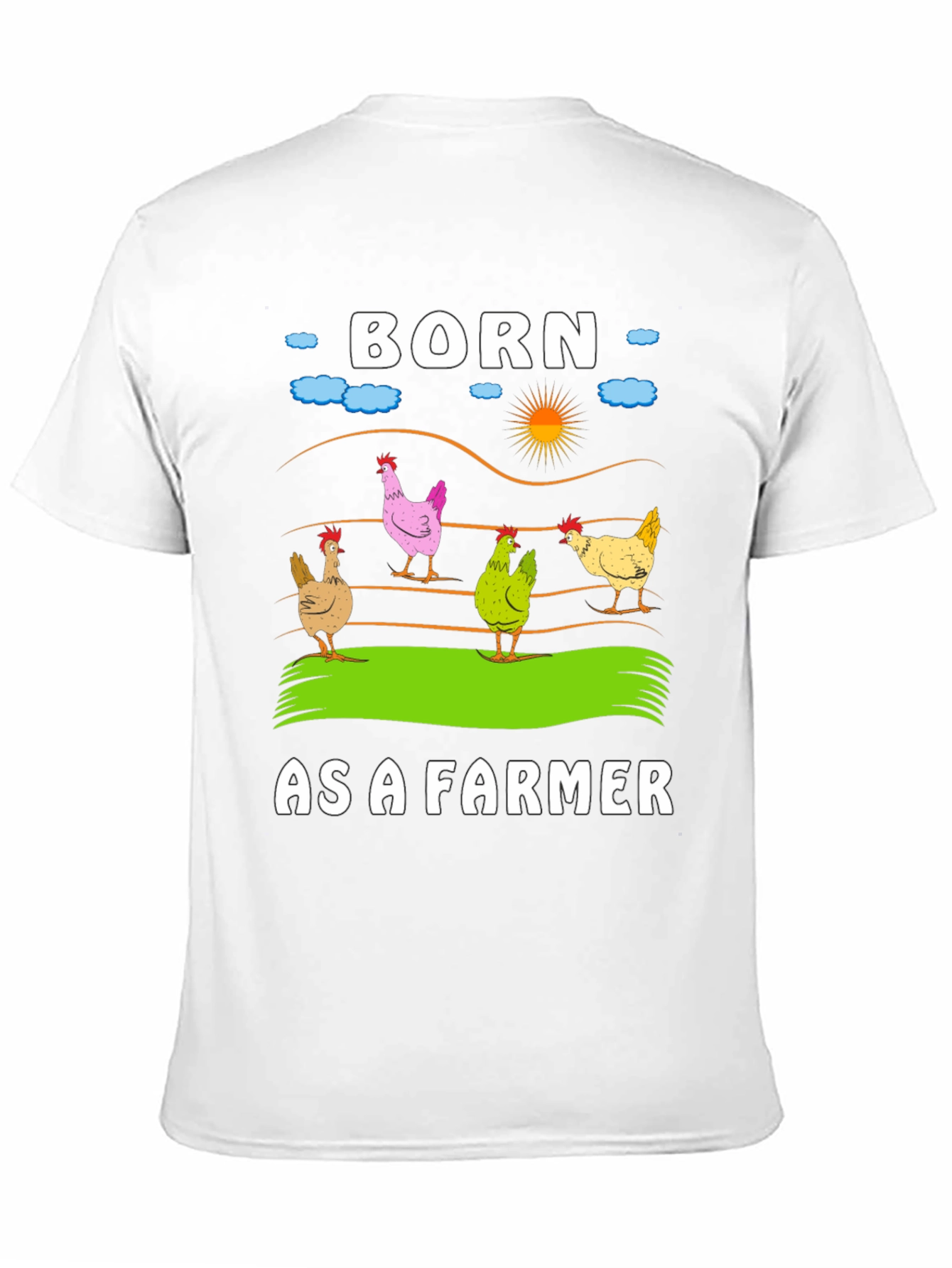 Black Born as a Farmer T-Shirt - Chicken Design view 11