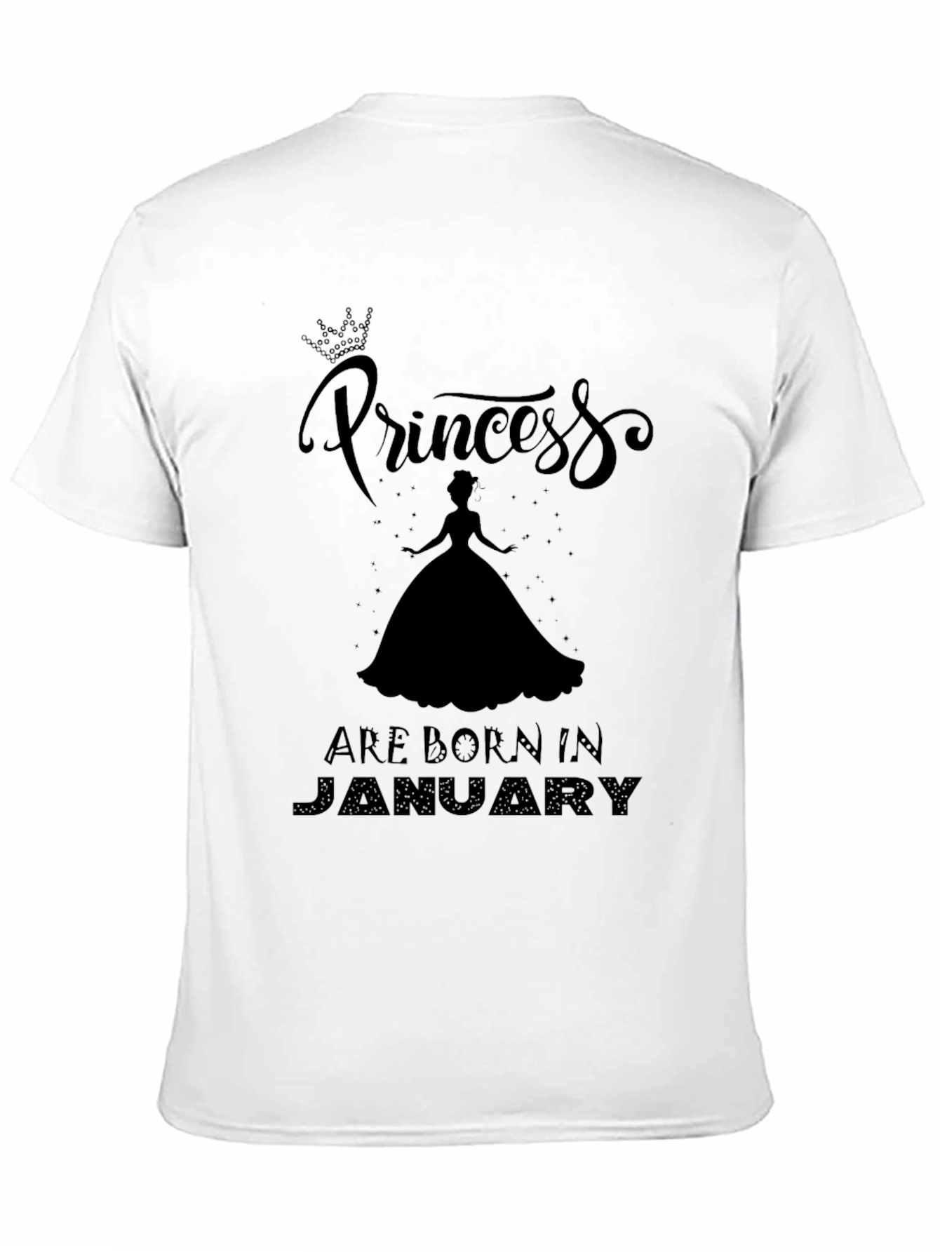 Black Princess Born in January Black T-Shirt view 11
