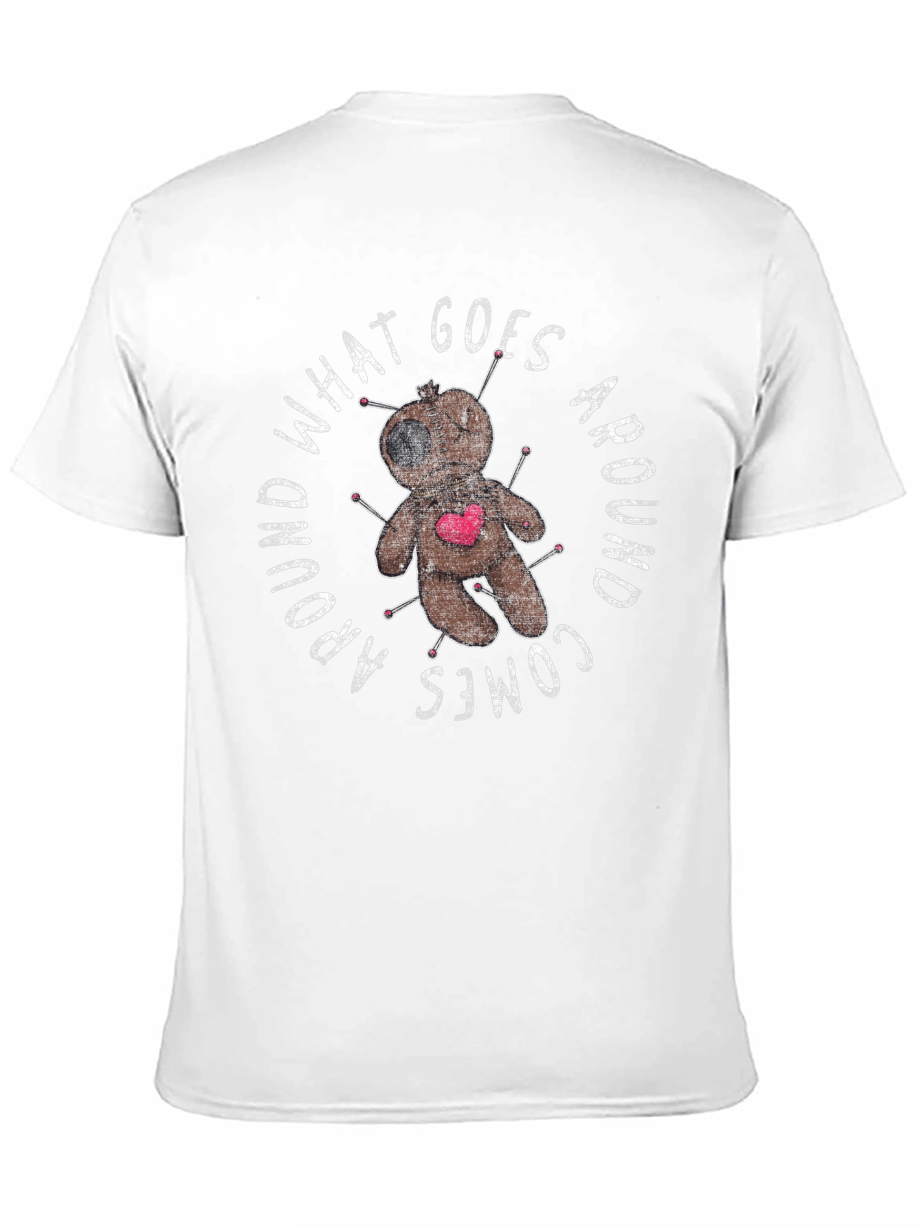 Black Voodoo Doll What Goes Around Graphic T-Shirt view 11