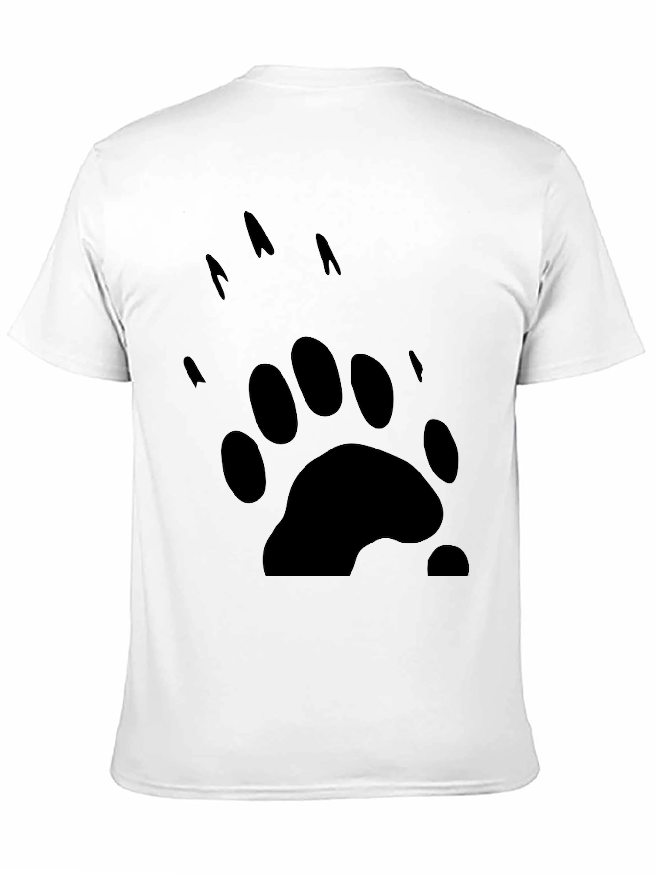 Black Bear Paw Print Graphic Tee - Black Cotton T-Shirt view 11
