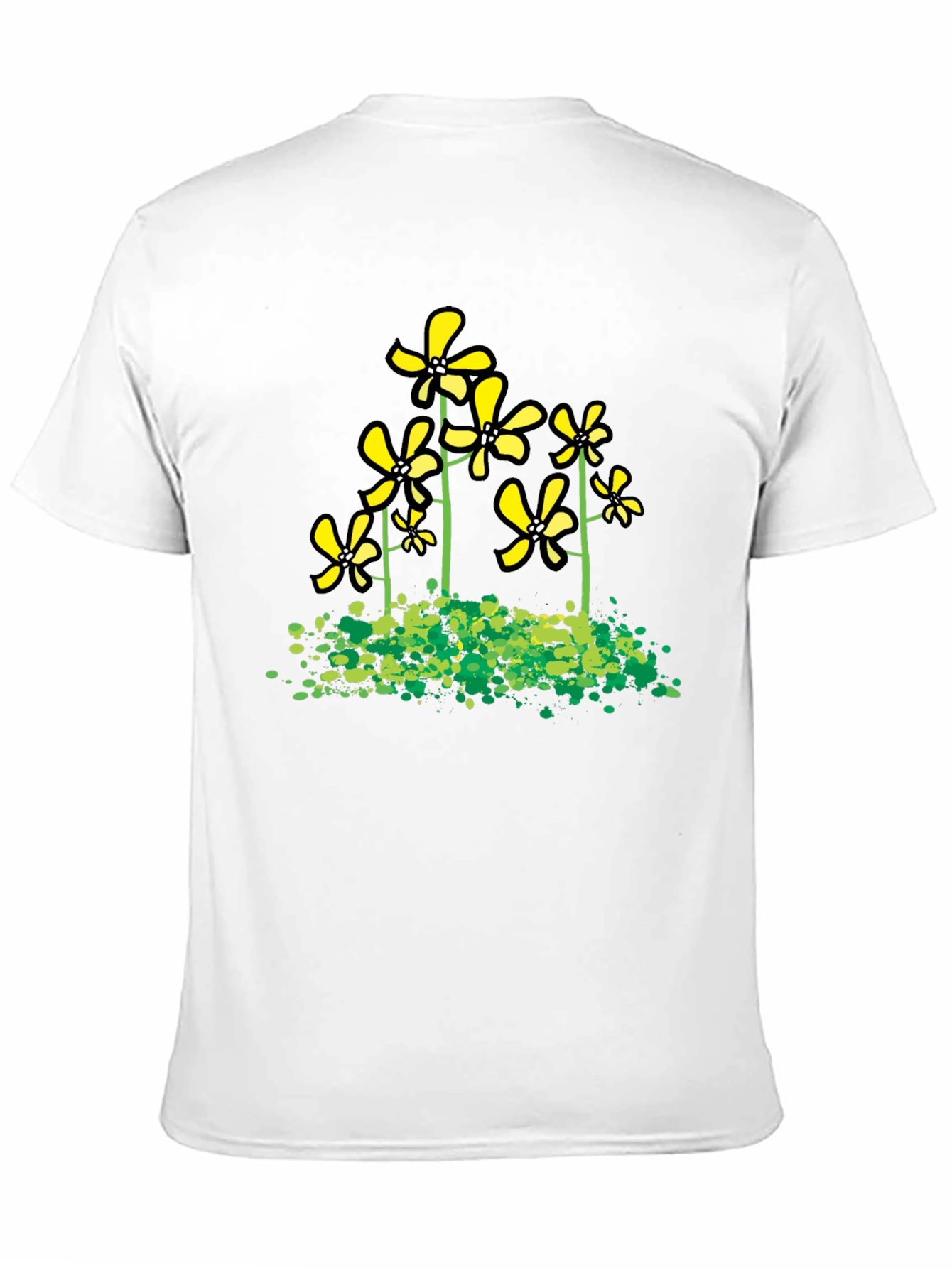 Black Floral Graphic Tee - Yellow Flowers Black T-Shirt view 11