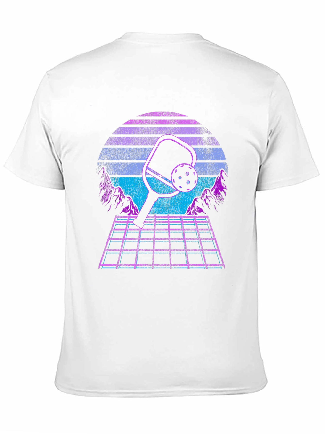 Black Retro Pickleball T-Shirt - Vaporwave Paddle Design view 11