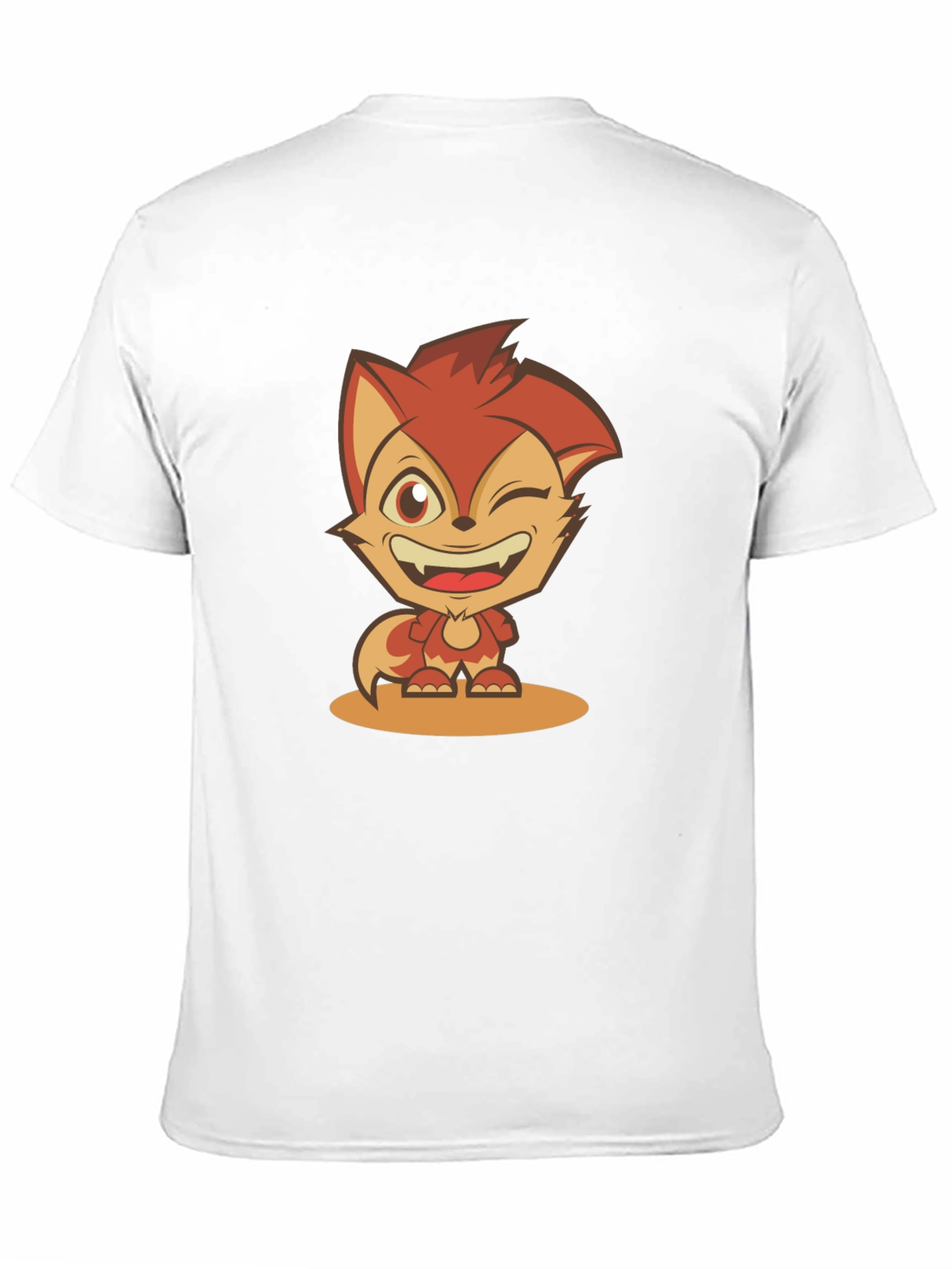 Black Cartoon Fox Graphic Tee - Black Cotton Blend view 11