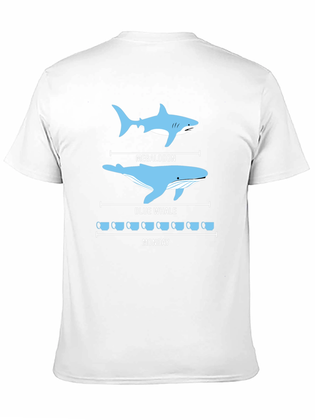 Black Megalodon vs Blue Whale T-Shirt - Coffee Monday Funny Tee view 11