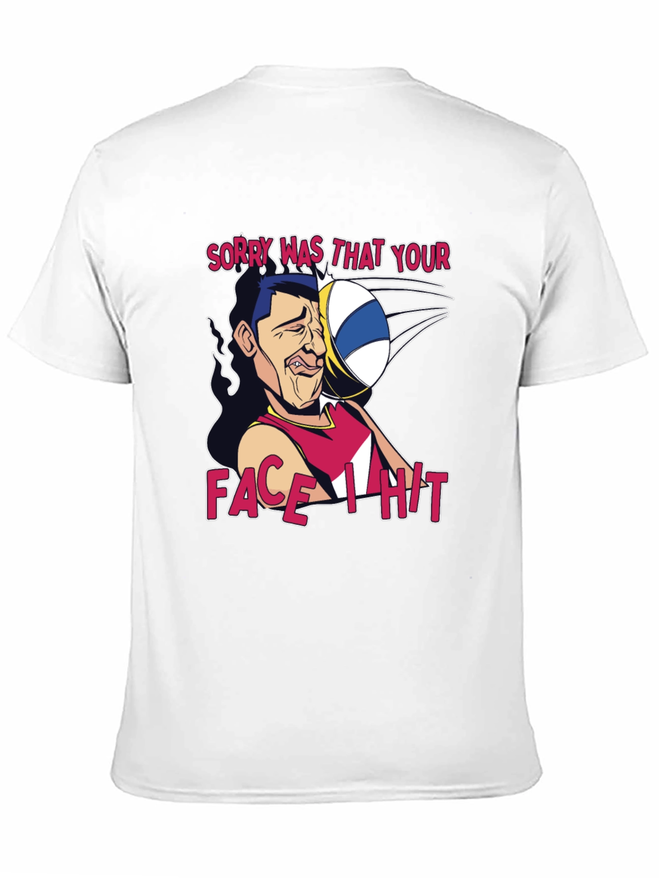 Black Funny Volleyball Face Hit Graphic T-Shirt view 11
