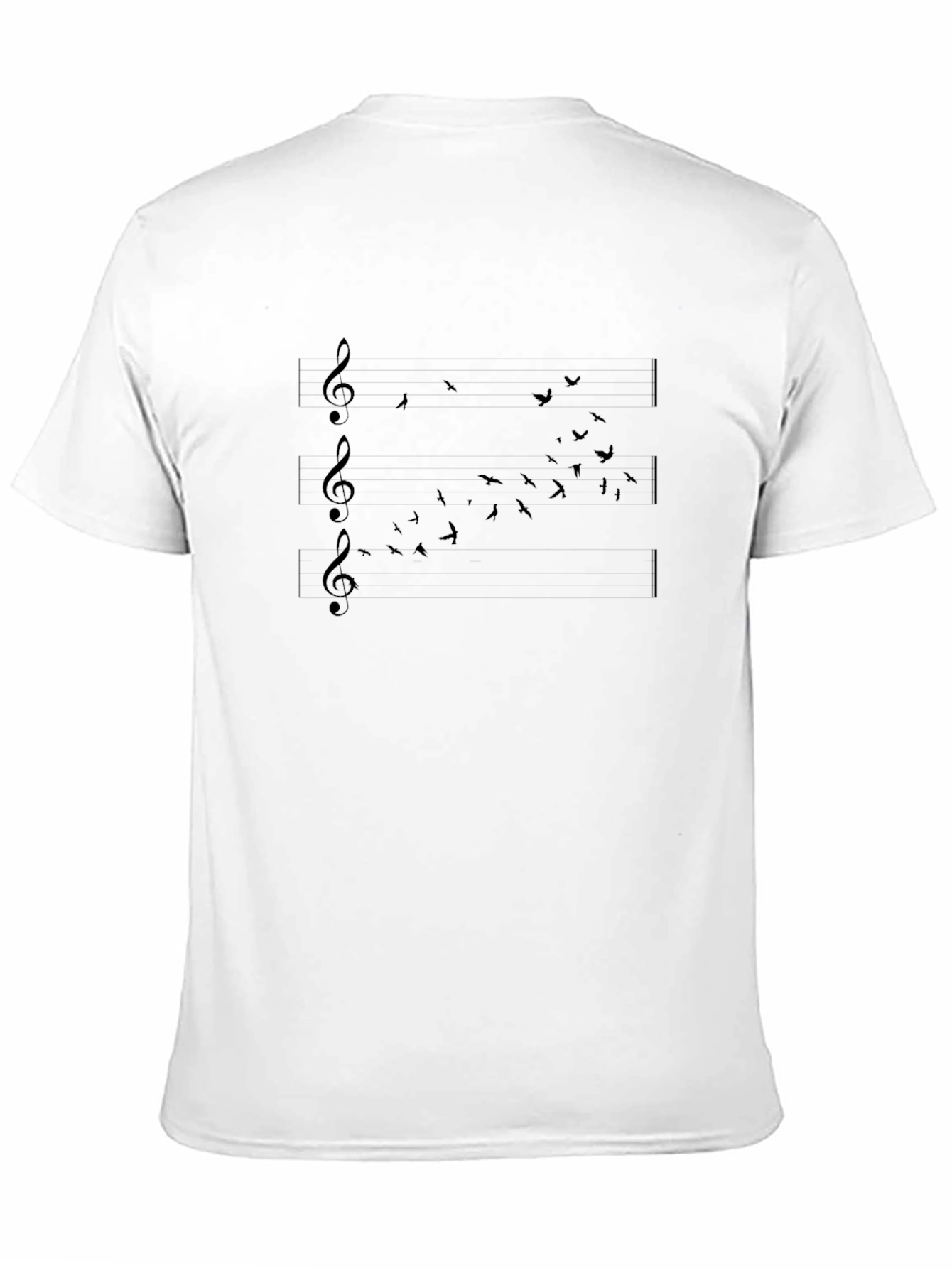 Black Music Notes & Birds Black T-Shirt view 11