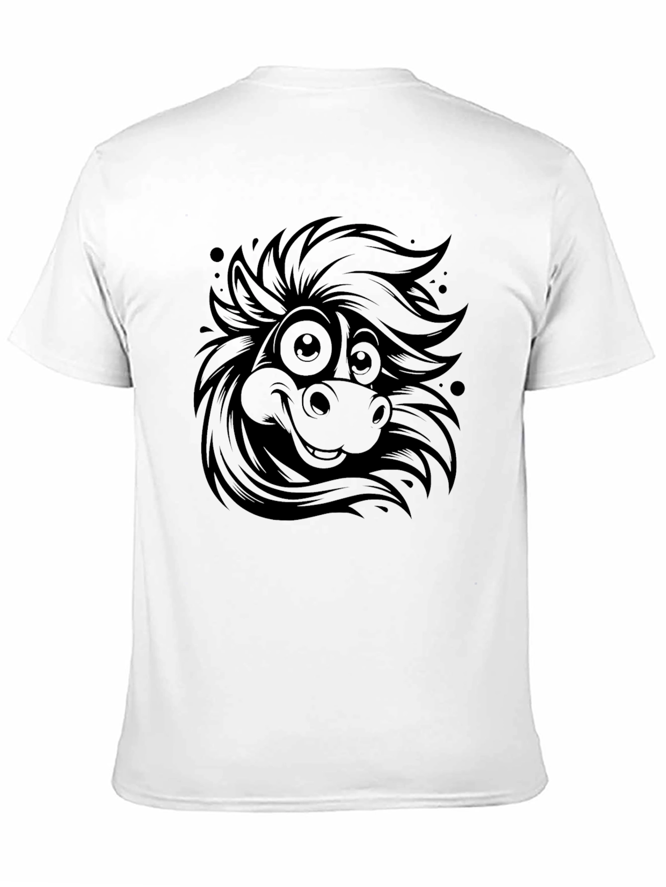 Black Cartoon Horse Graphic Tee - Black Cotton Blend view 11