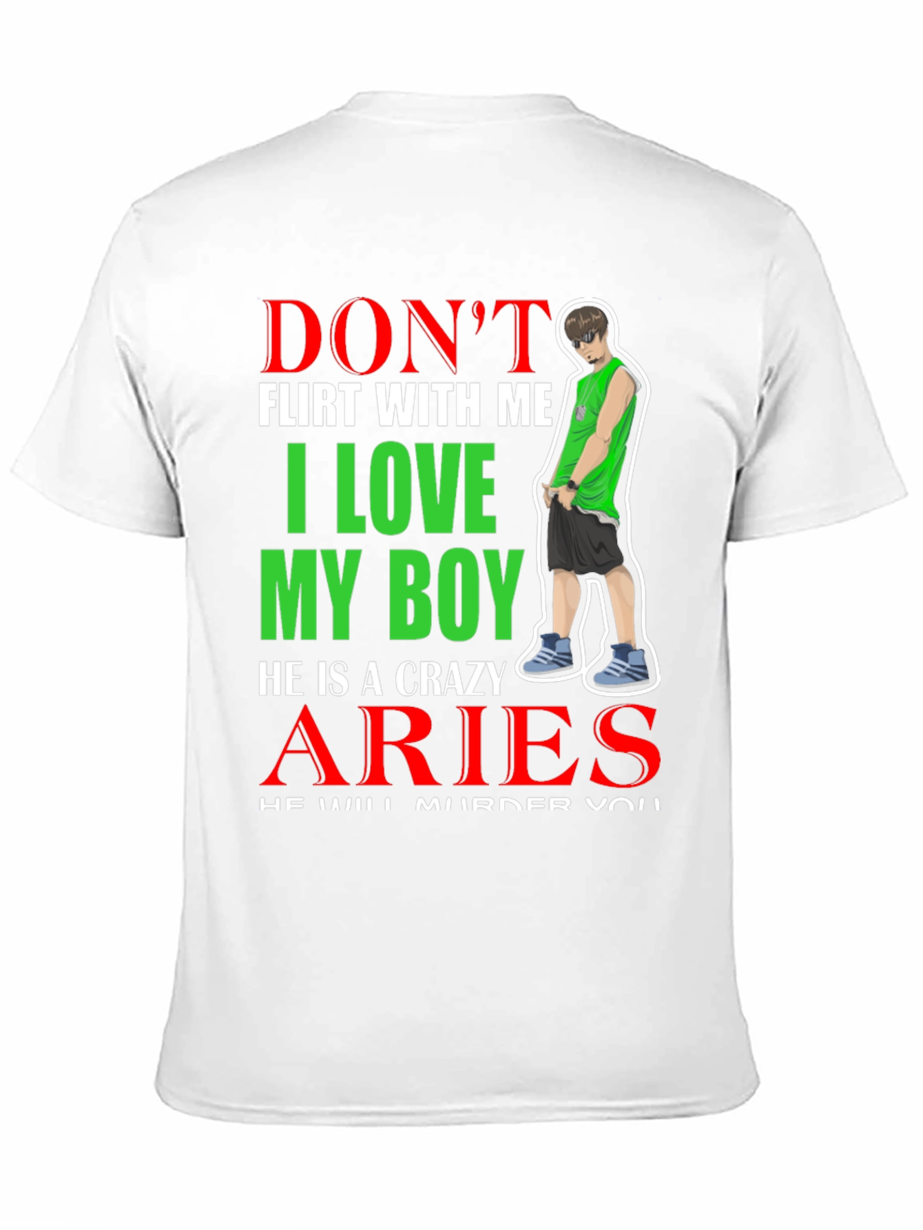 Black Don't Flirt With Me Aries Boy T-Shirt view 11
