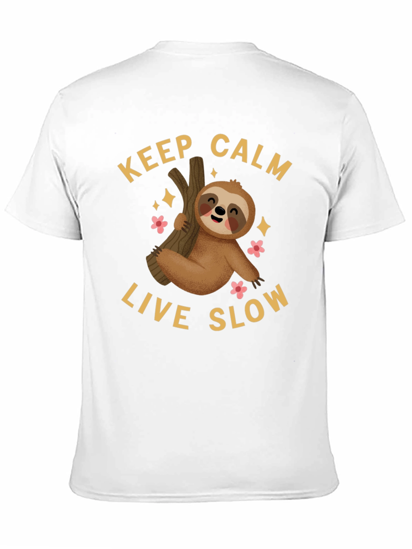 Black Keep Calm Live Slow Sloth Graphic Tee view 11