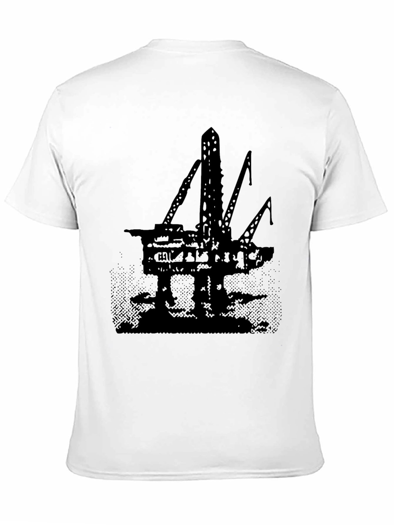 Black Oil Rig Graphic Tee - Black Cotton T-Shirt view 11