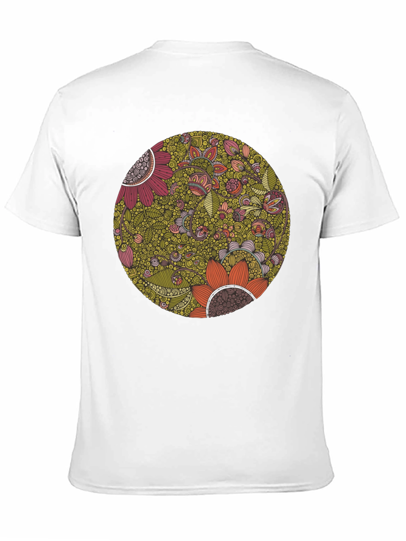 Black Floral Print Men's Black T-Shirt view 11