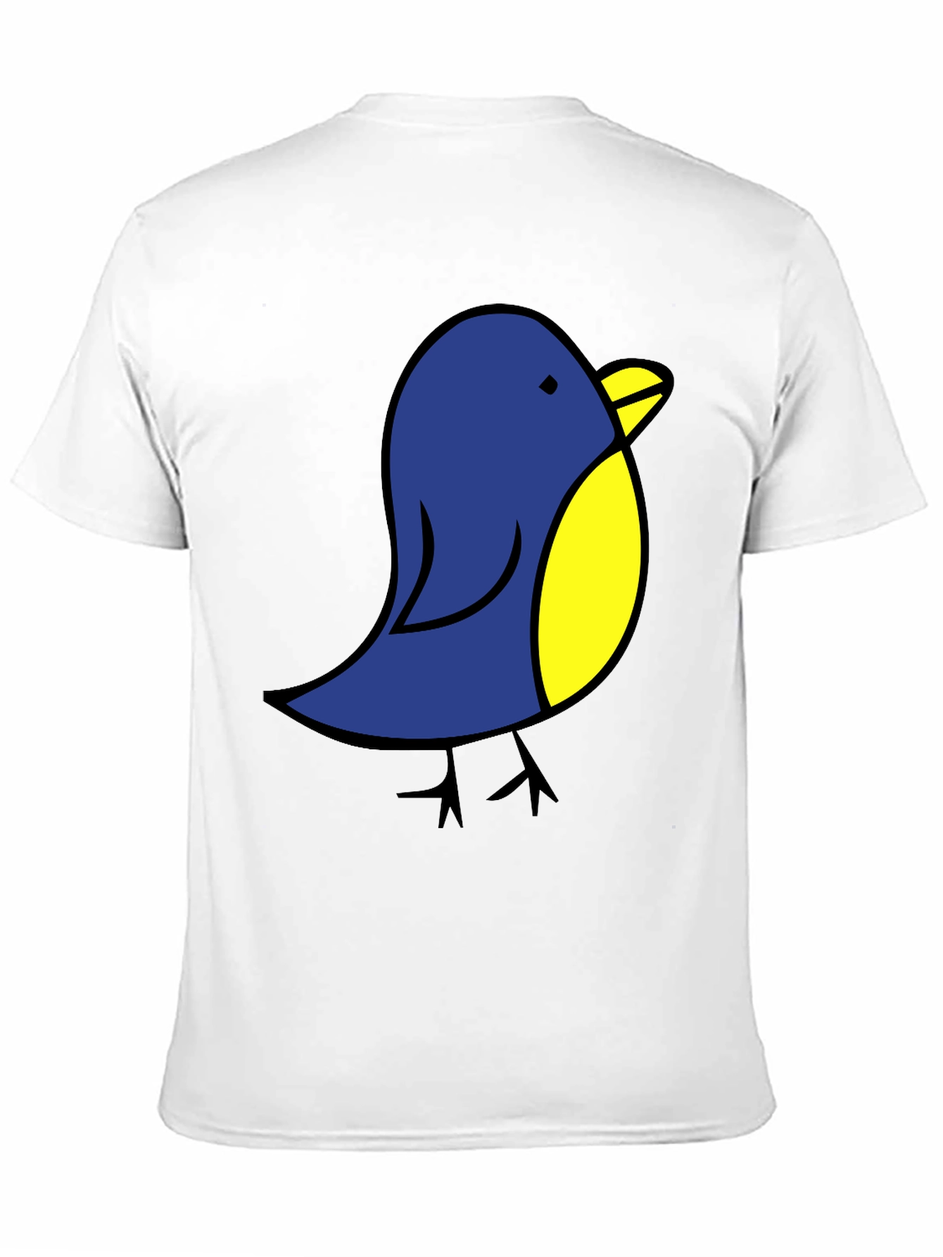 Black Cute Blue Bird Graphic Tee - Black Cotton T-Shirt view 11
