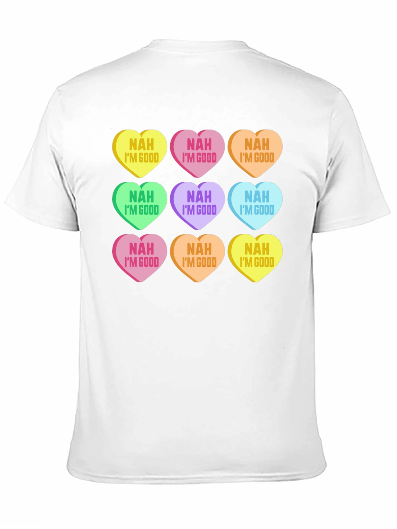 Black Novelty Valentine's Day Candy Heart Graphic T-Shirt view 11