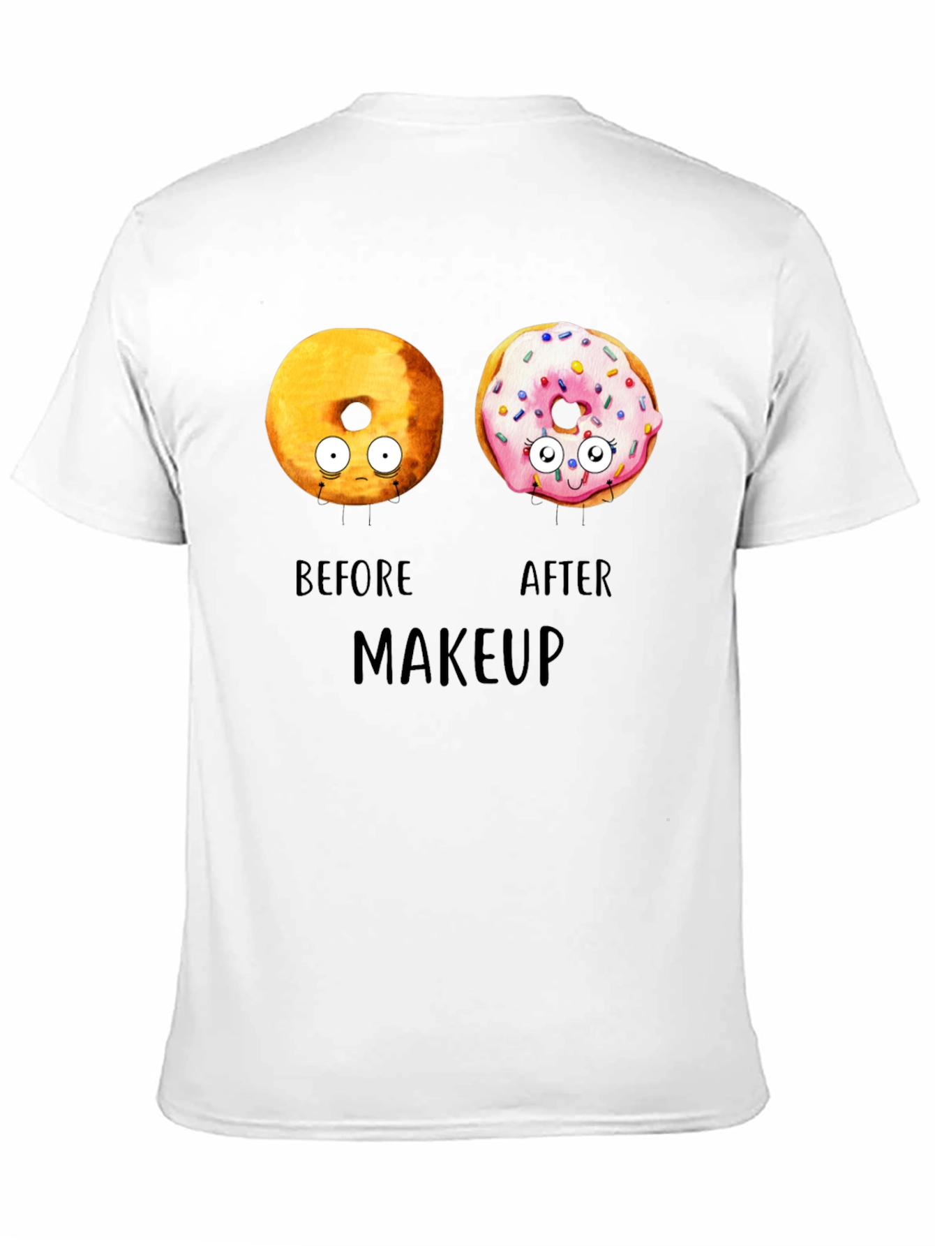Black Donut Before & After Makeup T-Shirt - Funny Tee view 11