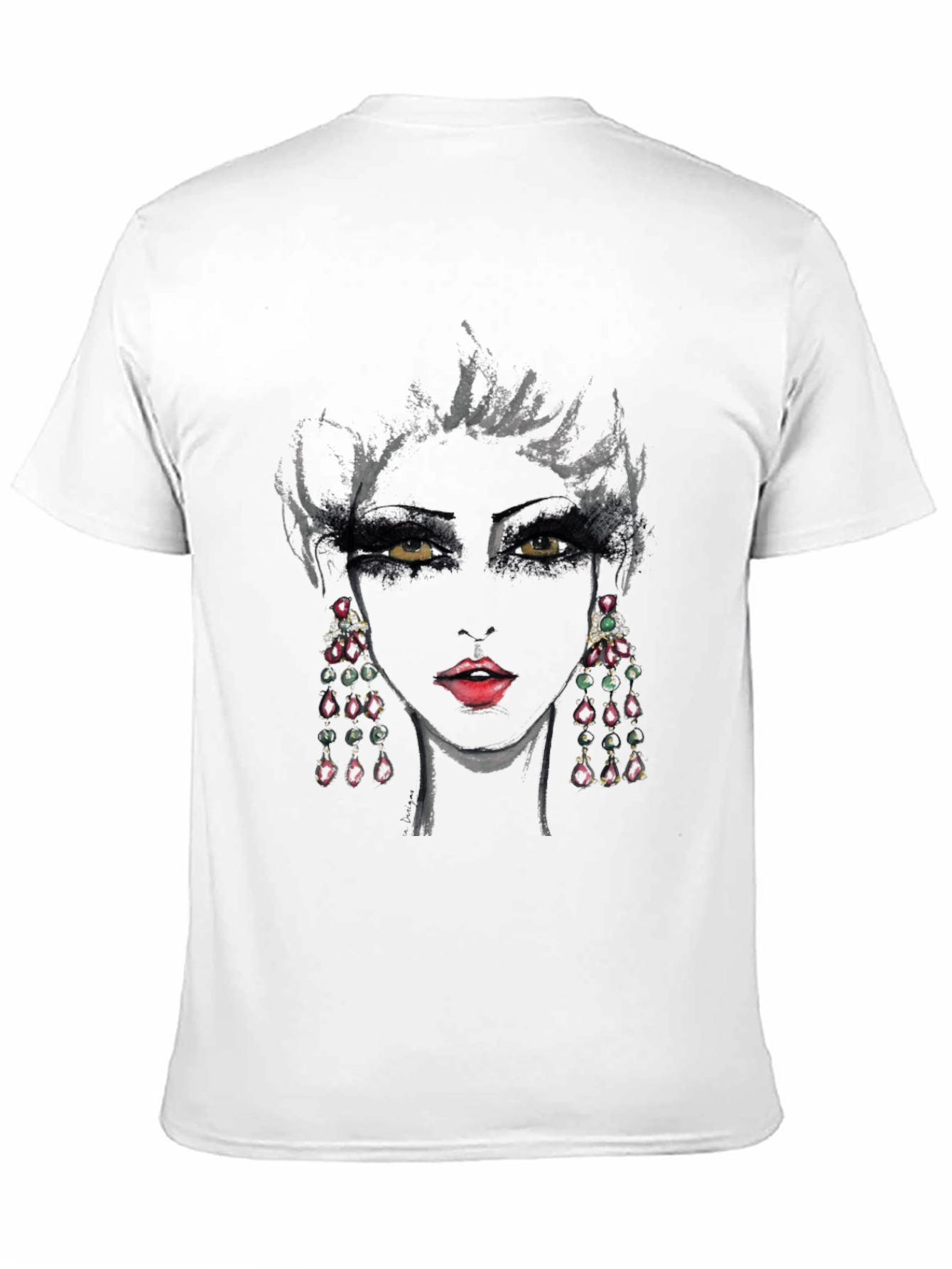 Black Edgy Woman Portrait Graphic T-Shirt view 11