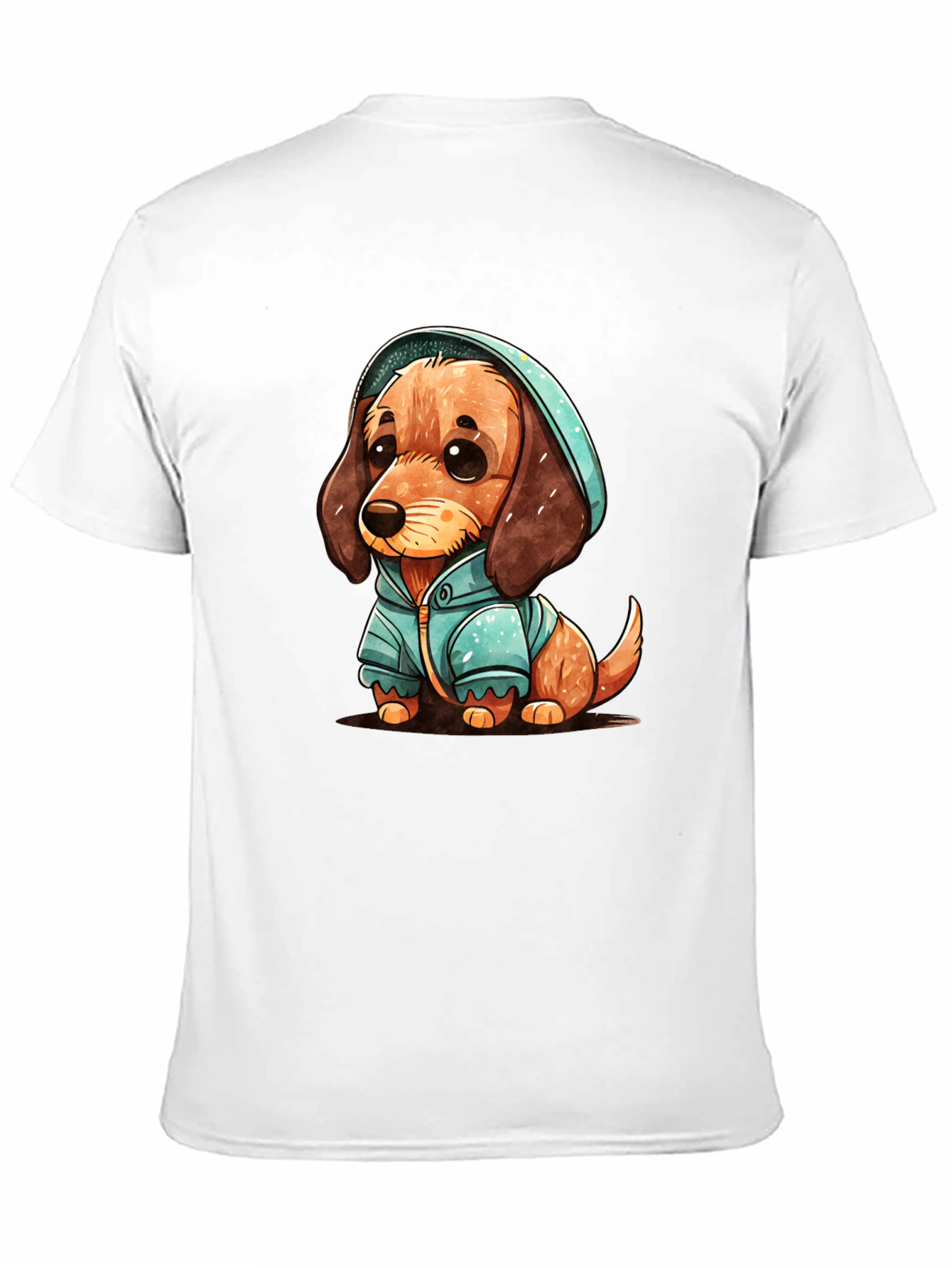 Black Cute Dachshund Puppy in Hoodie T-Shirt view 11