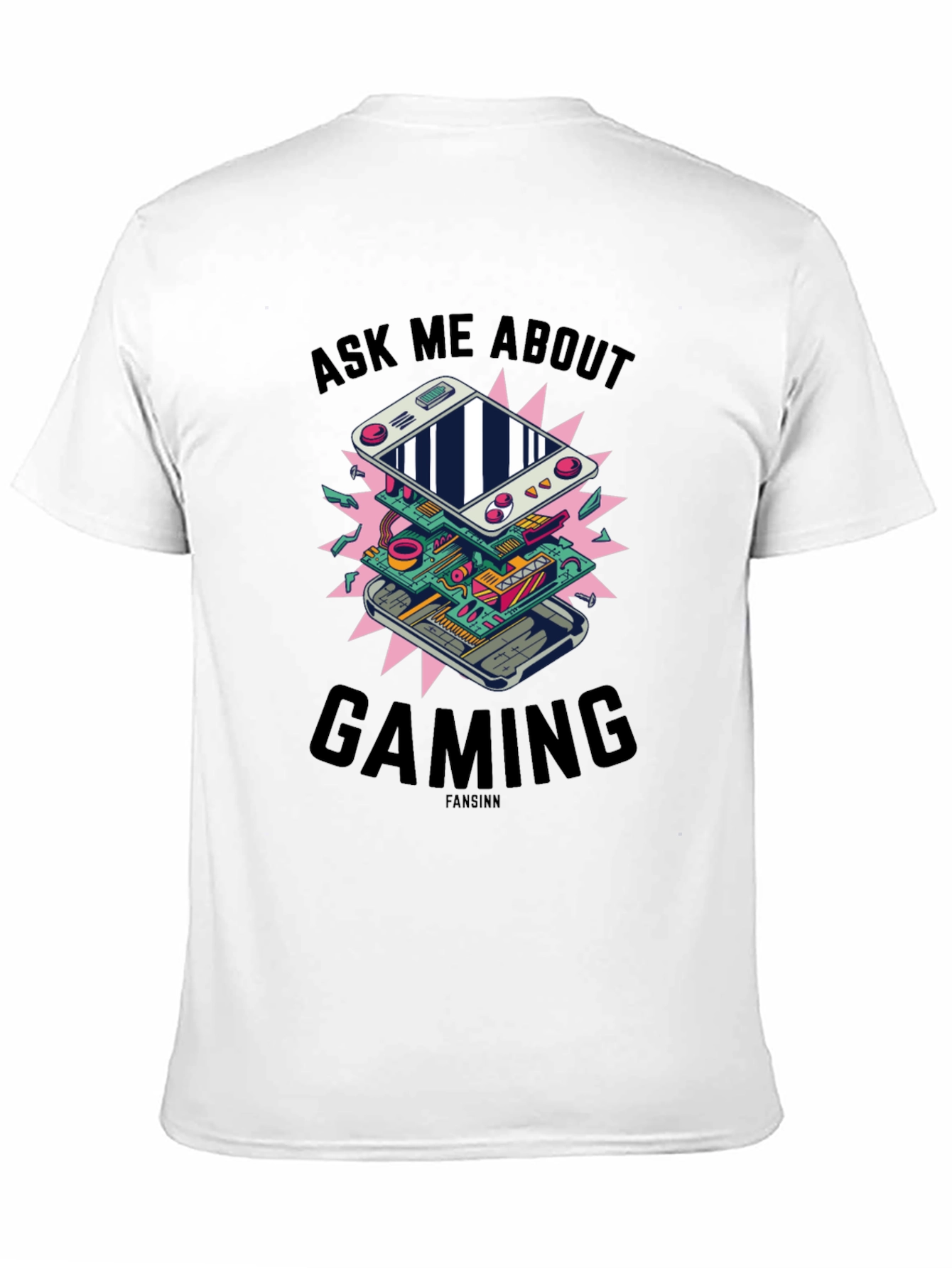 Black Ask Me About Gaming Graphic T-Shirt view 11