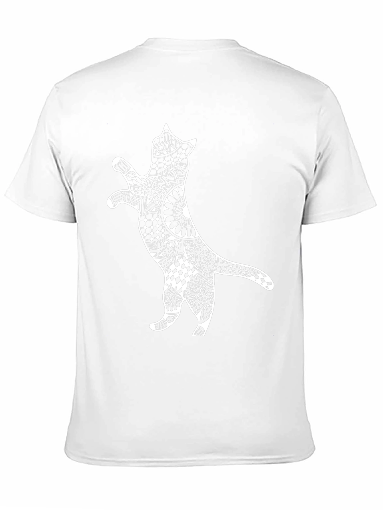 Black Cat Zentangle T-Shirt - Black Cotton Tee view 11