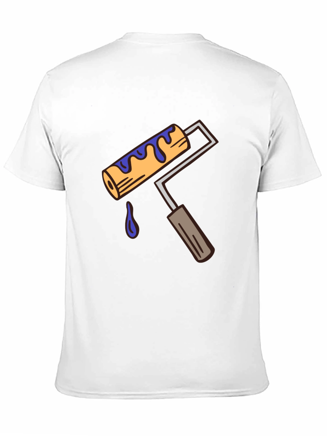 Black Paint Roller Graphic Tee - Artistic Crew Neck T-Shirt view 11