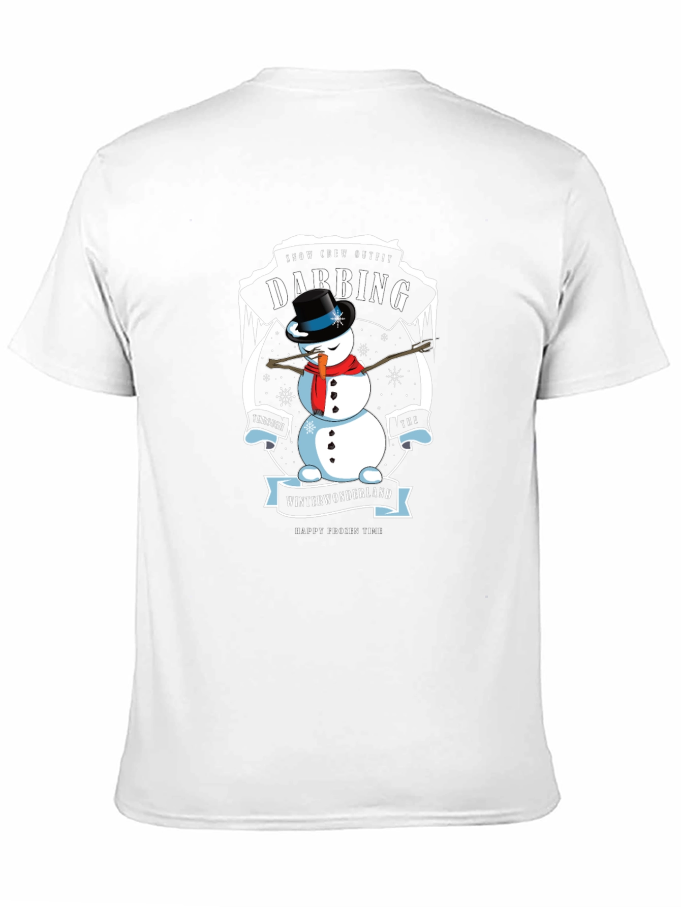 Black Dabbing Snowman Winter Wonderland Crew Neck T-Shirt view 11