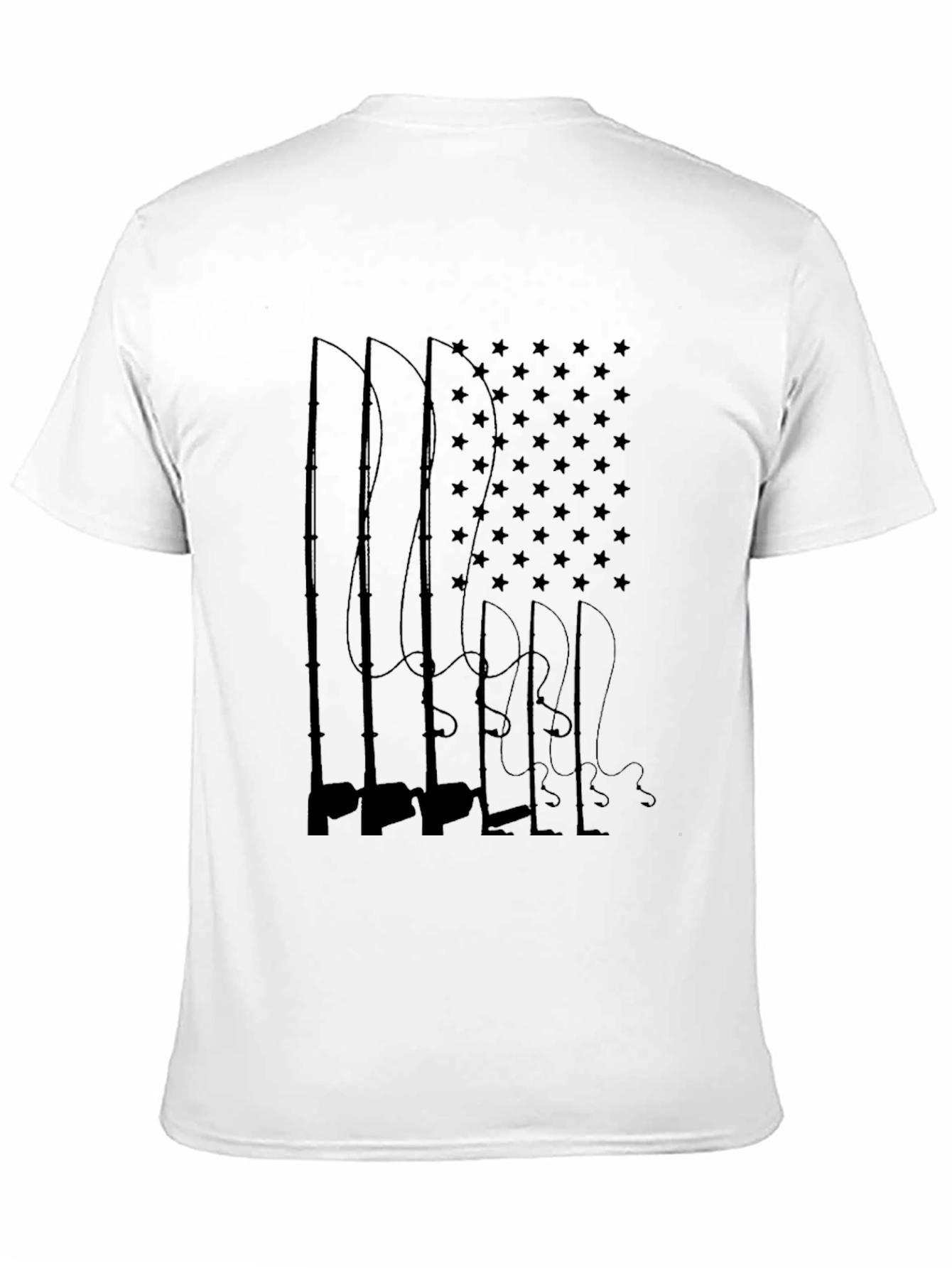 Black American Flag Fishing Rods T-Shirt view 11