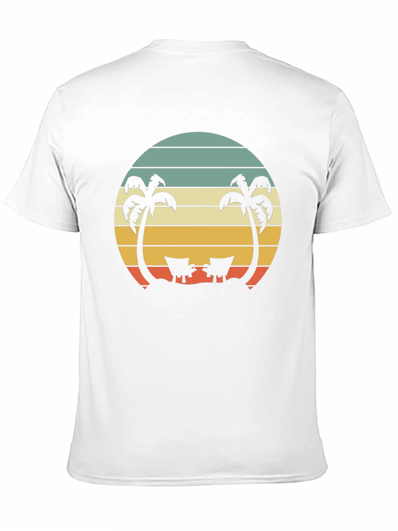 Black Retro Beach Sunset T-Shirt - Palm Trees & Deck Chairs view 11