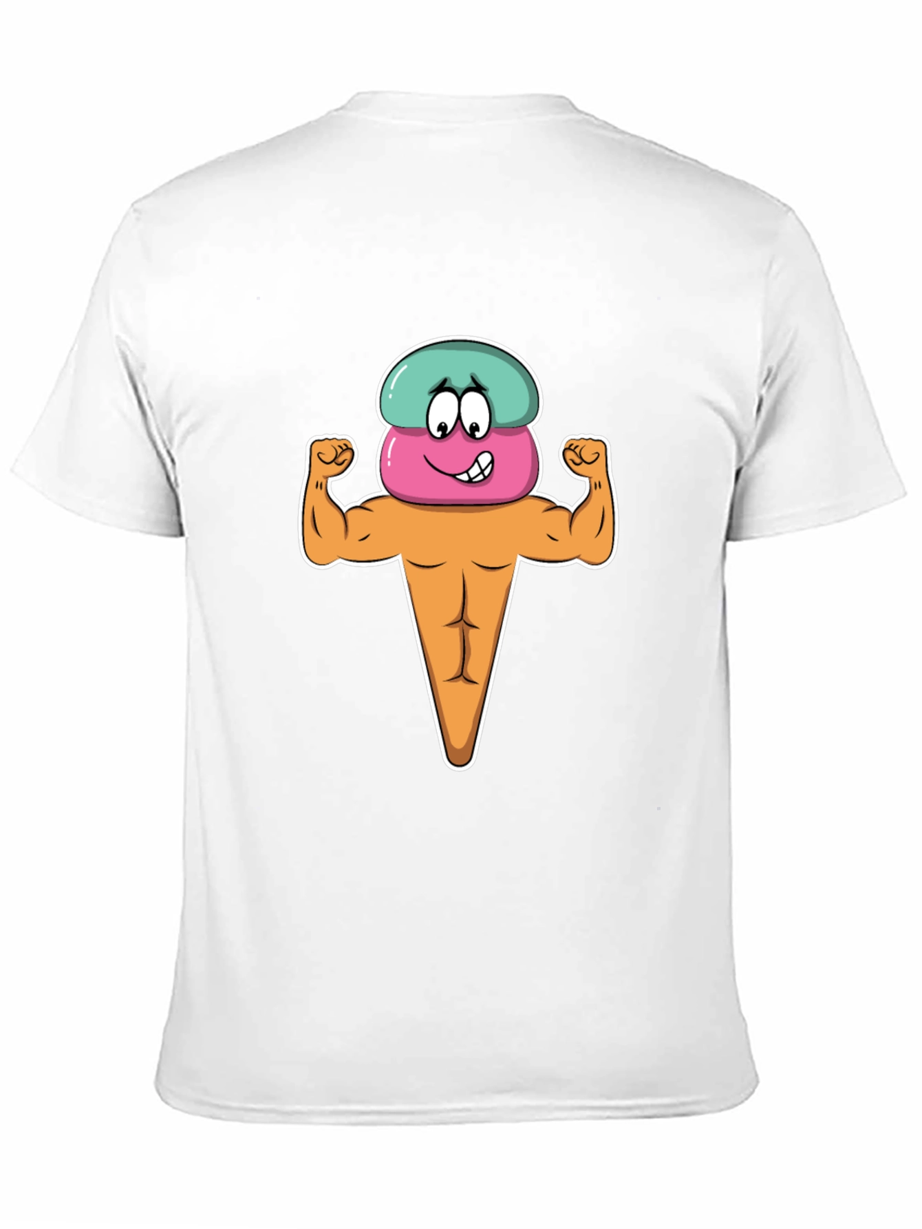 Black Funny Cartoon Ice Cream Muscle Man Graphic T-Shirt view 11