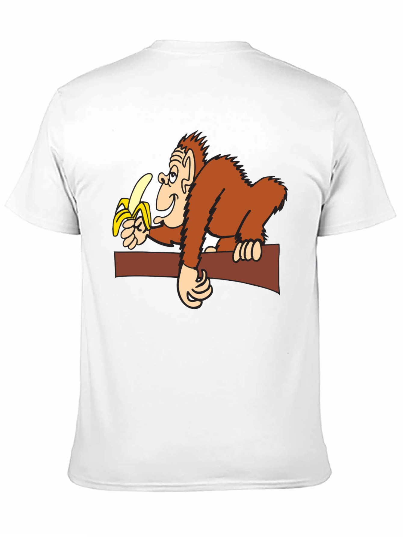 Black Cartoon Monkey Eating Banana T-Shirt view 11