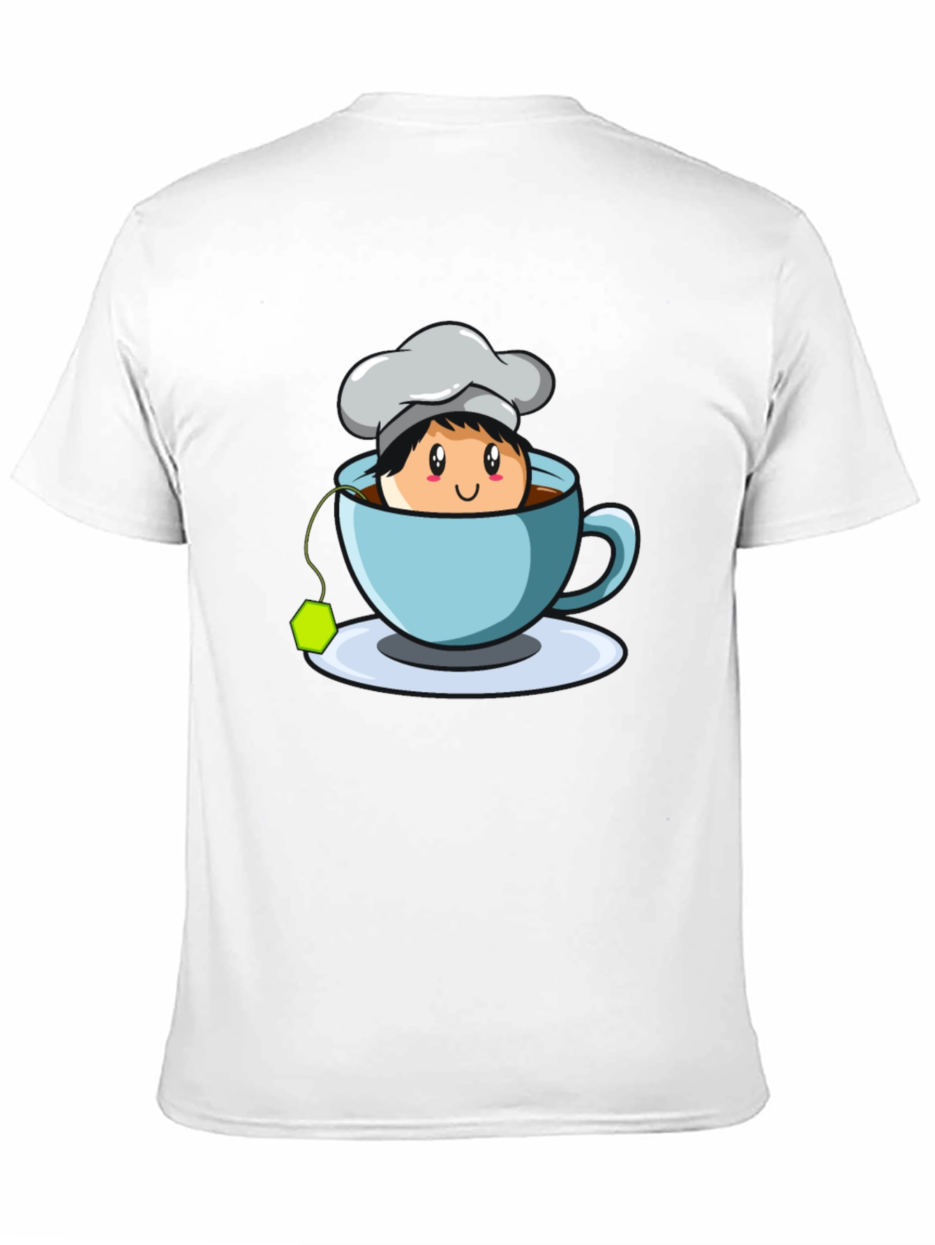 Black Chef Tea Cup Graphic T-Shirt - Cute Cartoon Design view 11