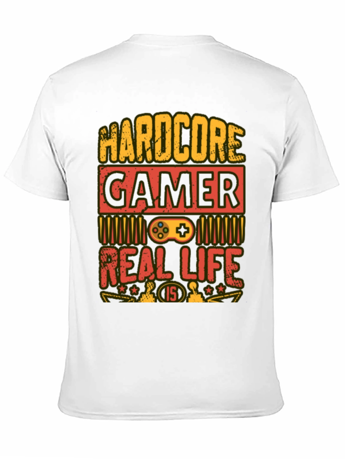Black Hardcore Gamer T-Shirt - Real Life is 1/5 view 11