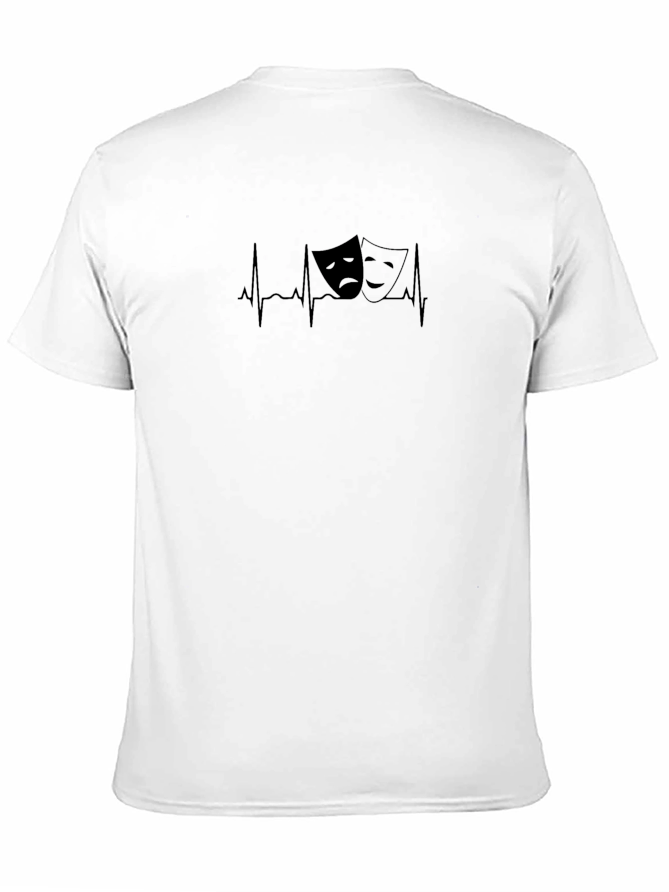 Black Drama Masks Heartbeat T-Shirt - Soft Cotton Tee view 11