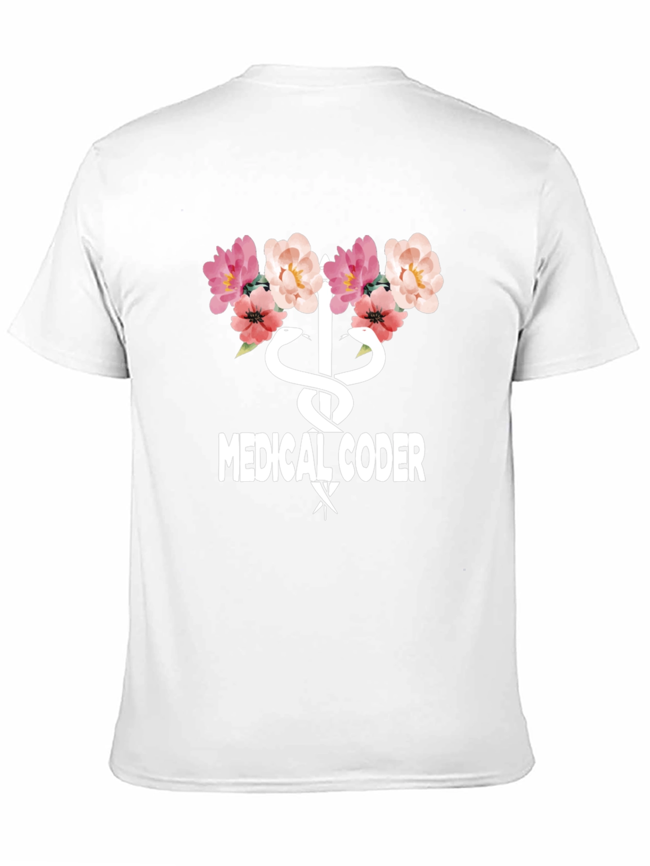 Black Medical Coder Floral Graphic T-Shirt view 11