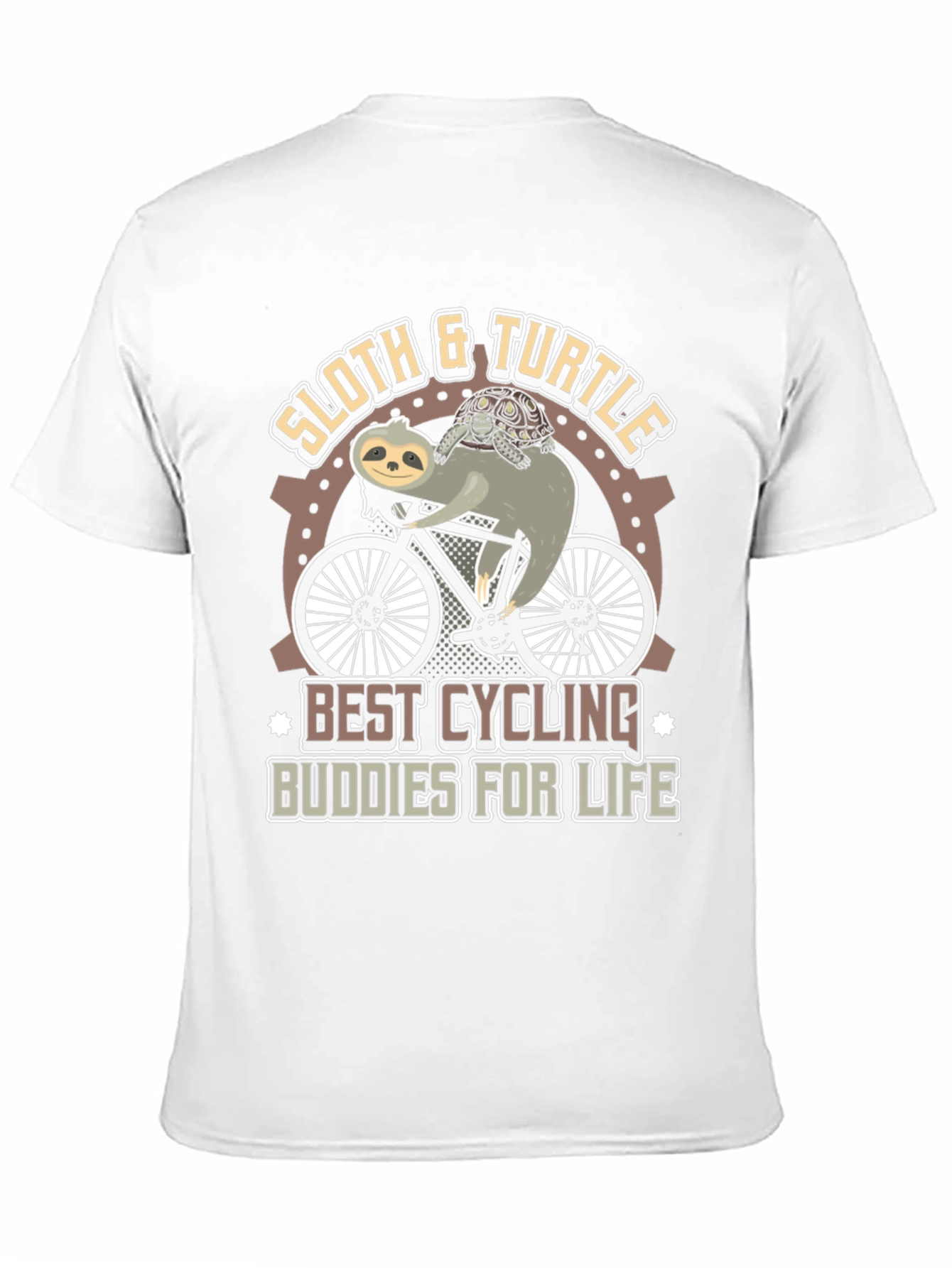Black Sloth & Turtle Cycling Buddies T-Shirt view 11