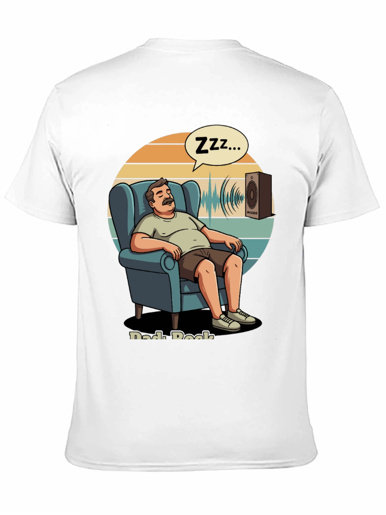 Black Dad Rock T-Shirt: Napping Cartoon Design view 11