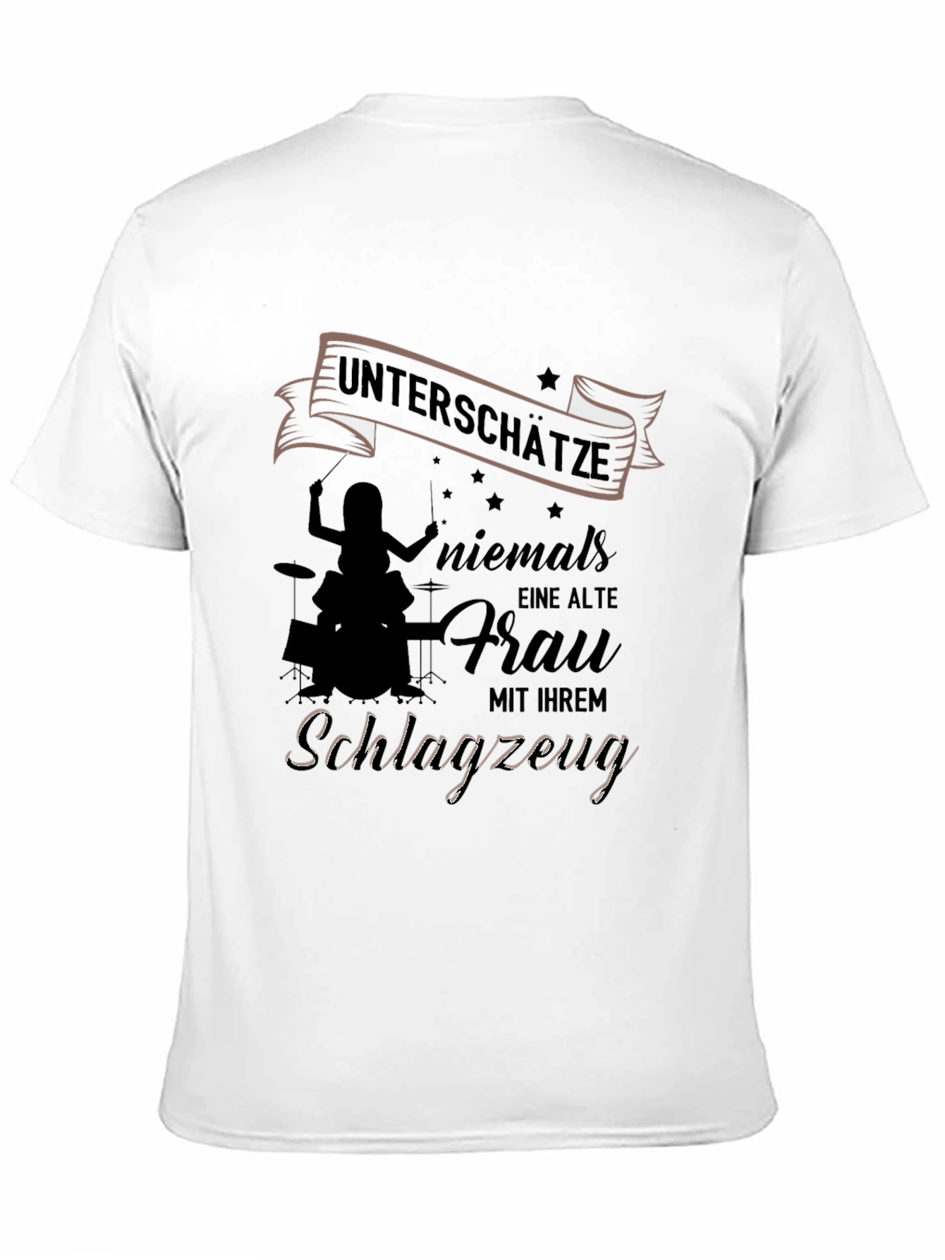 Black Old Lady Drummer Black T-Shirt - Never Underestimate! view 11