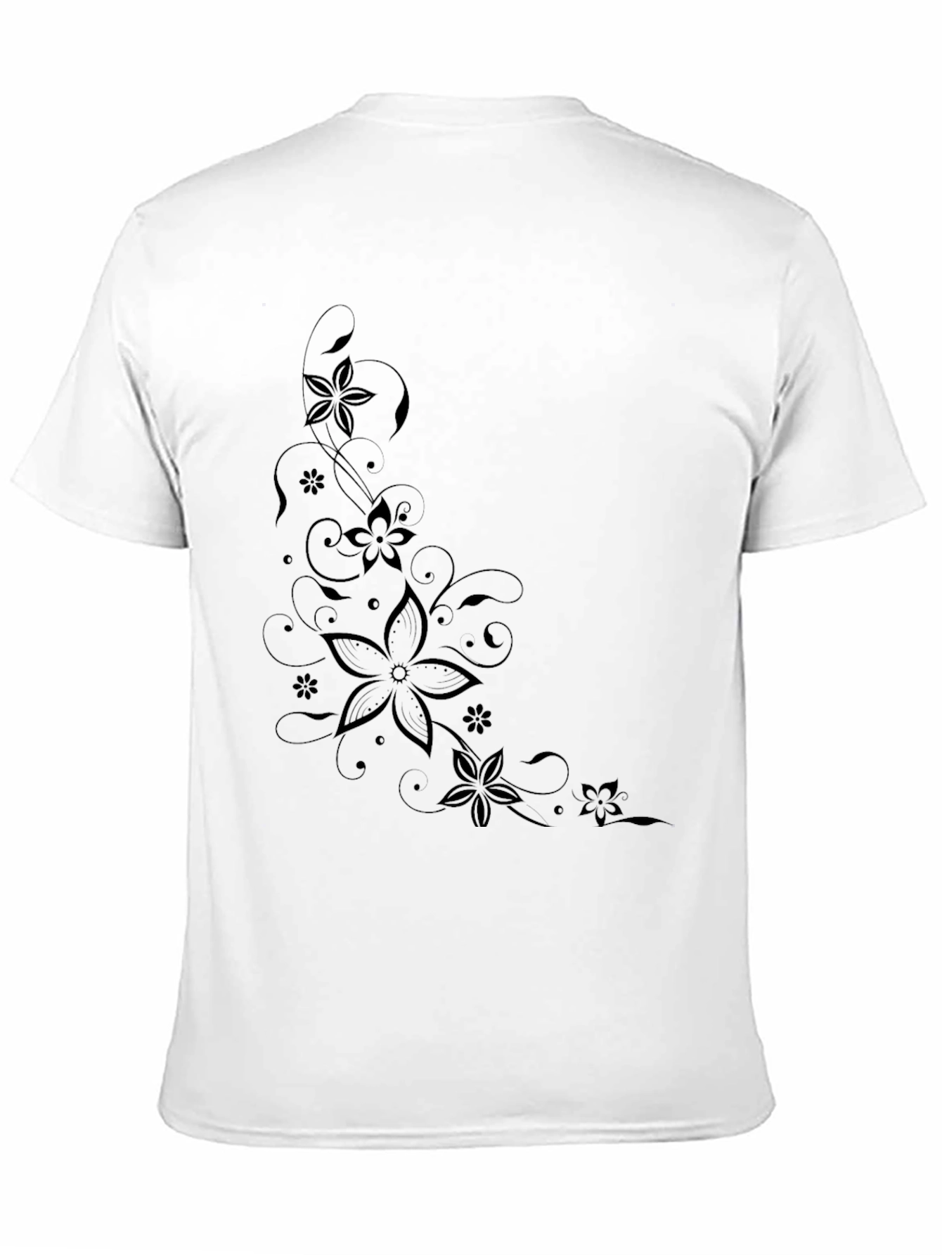 Black Floral Print Black T-Shirt | Modern Style view 11