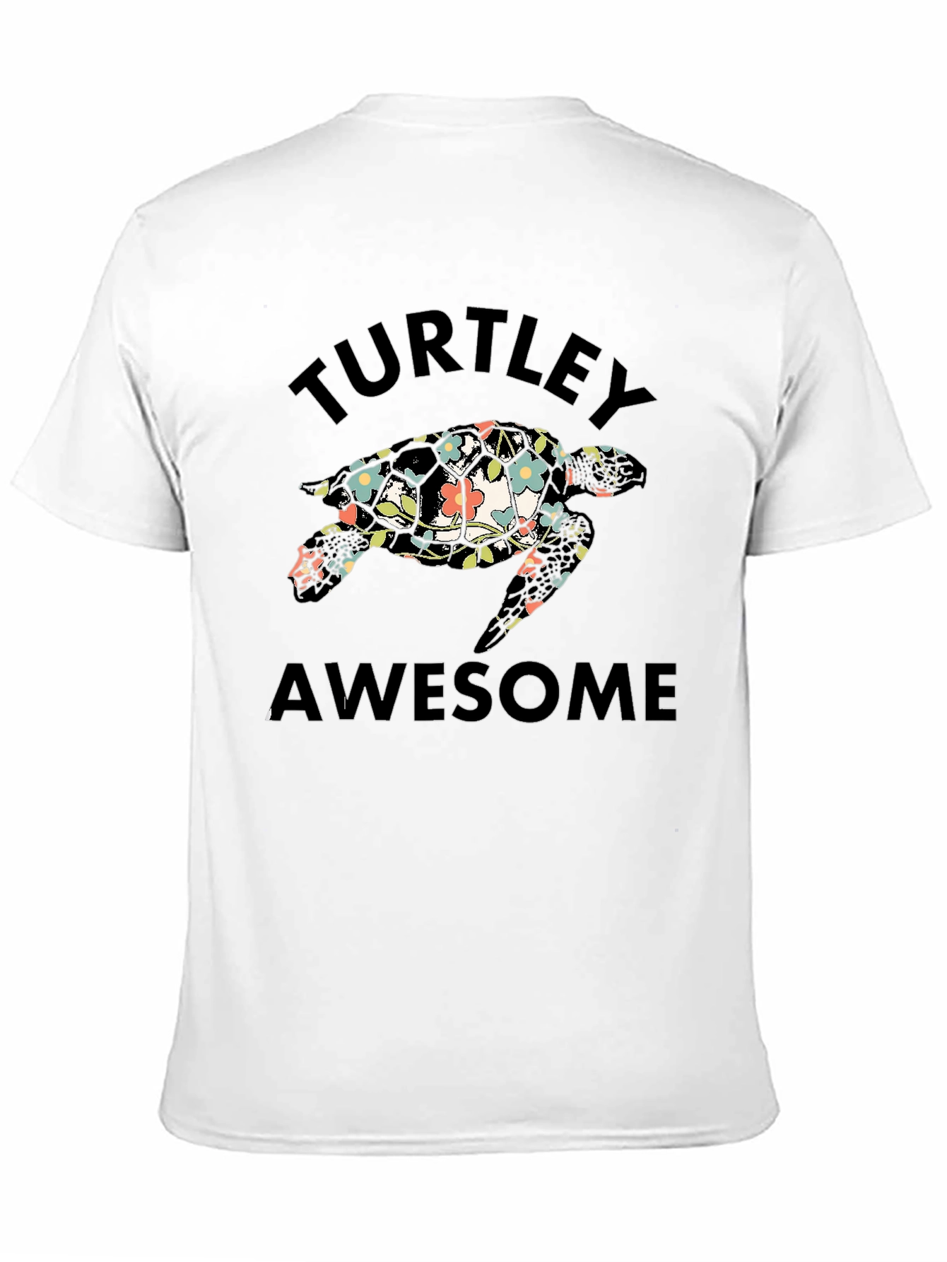 Black Turtley Awesome Floral Turtle Black T-Shirt view 11