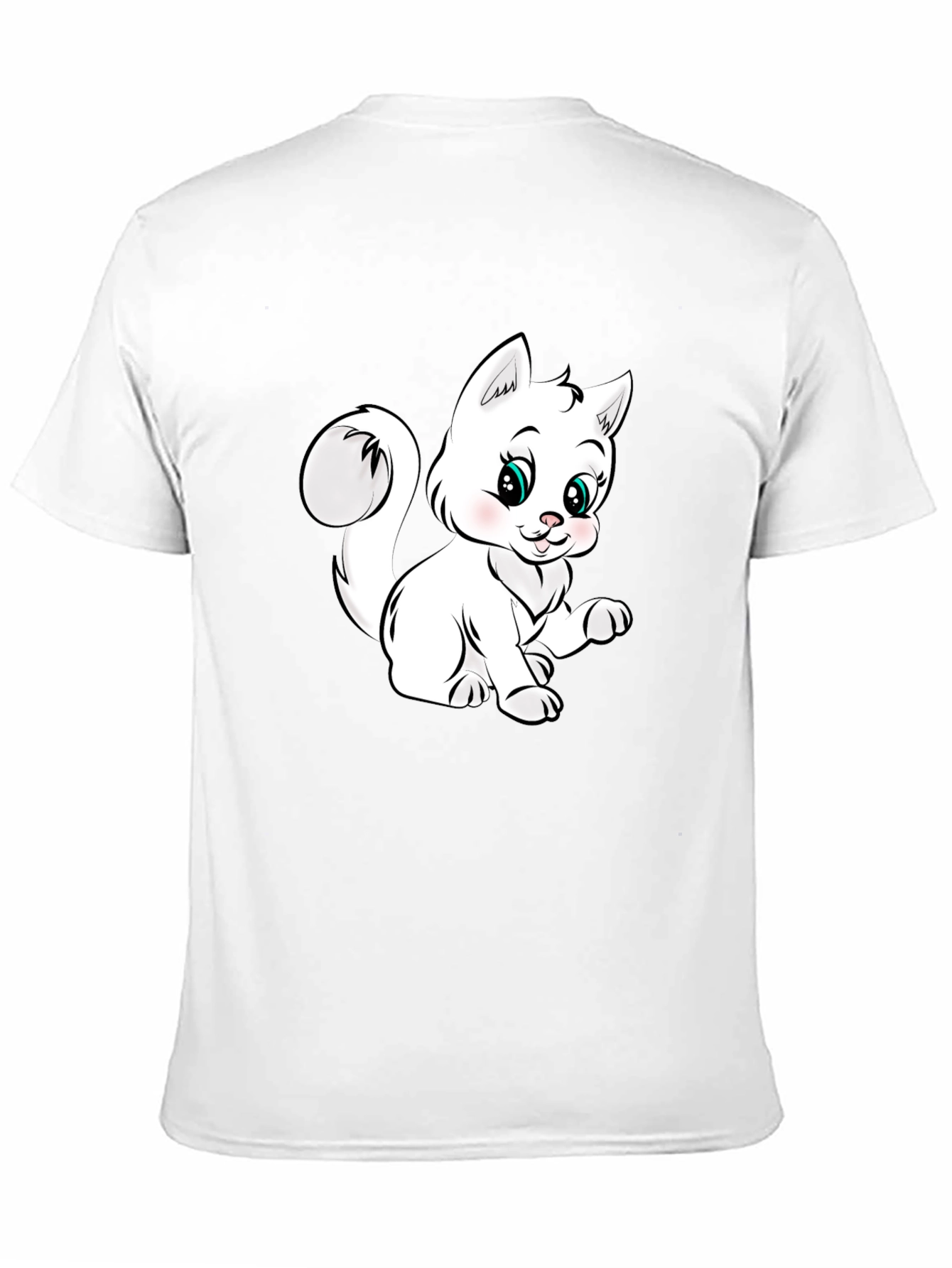 Black Cute Cartoon Kitten Black T-Shirt view 11