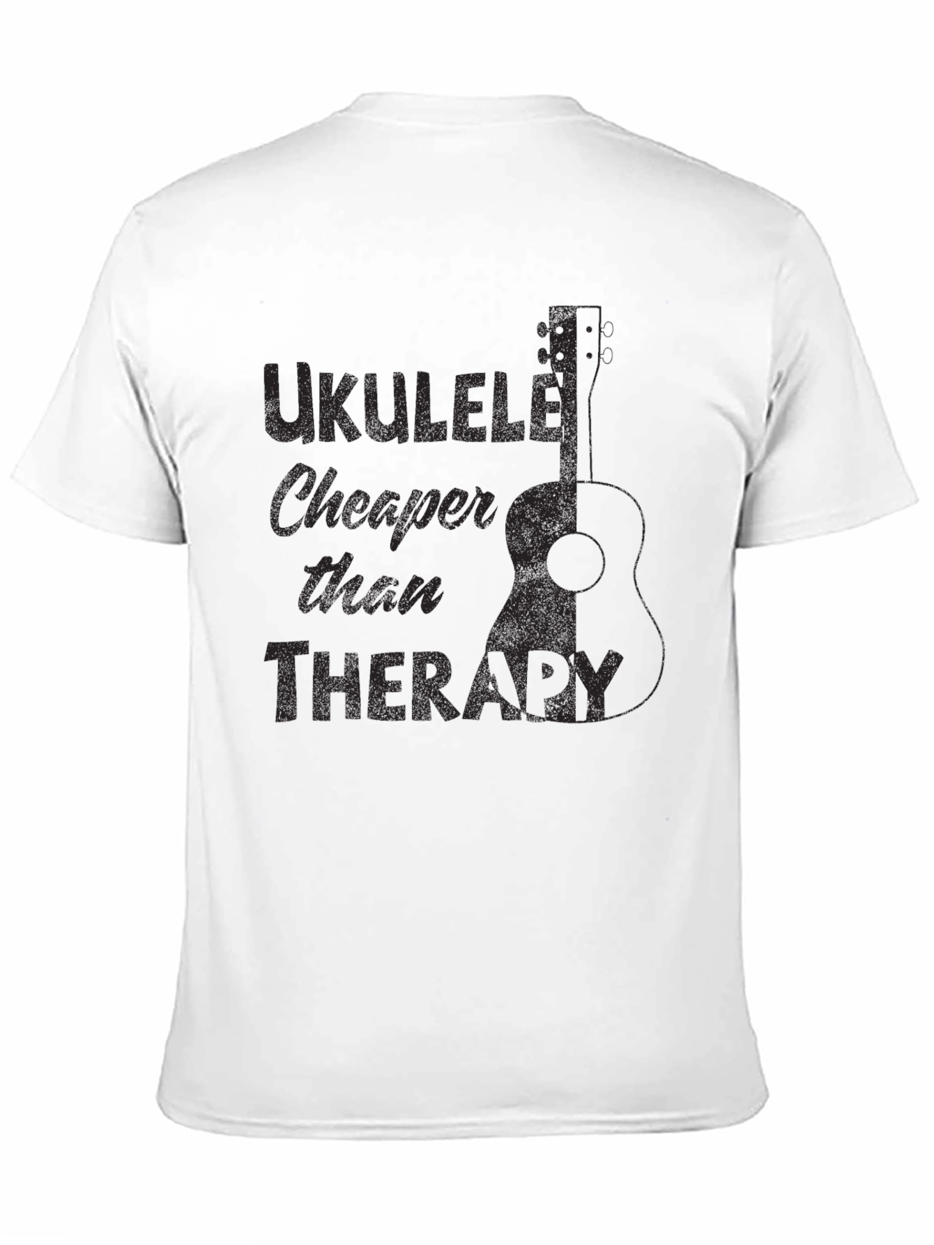 Black Ukulele Cheaper Than Therapy Black T-Shirt view 11