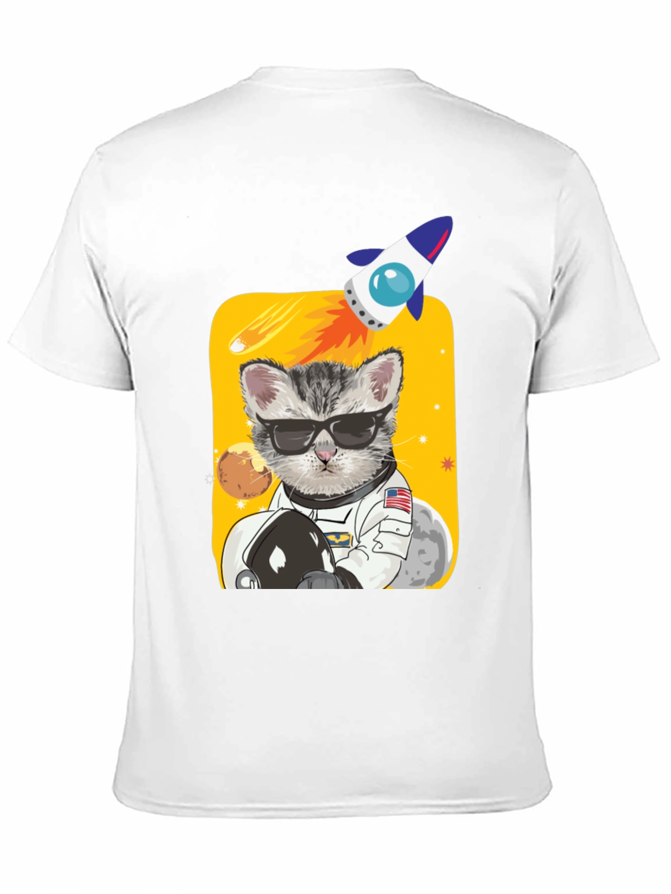 Black Astronaut Cat Graphic Tee - Space Kitty T-Shirt view 11